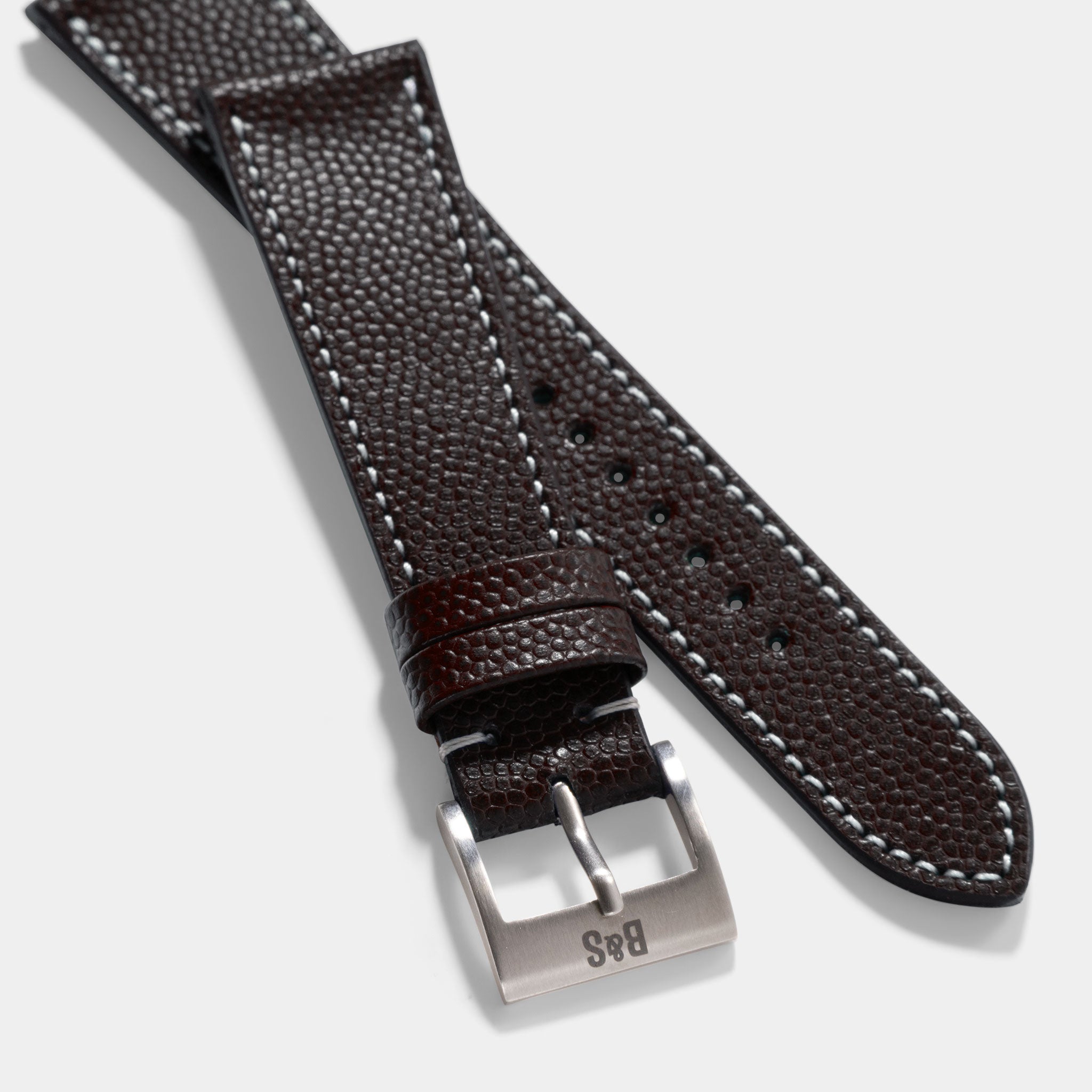 Pebbled Dark Brown Leather Watch Strap