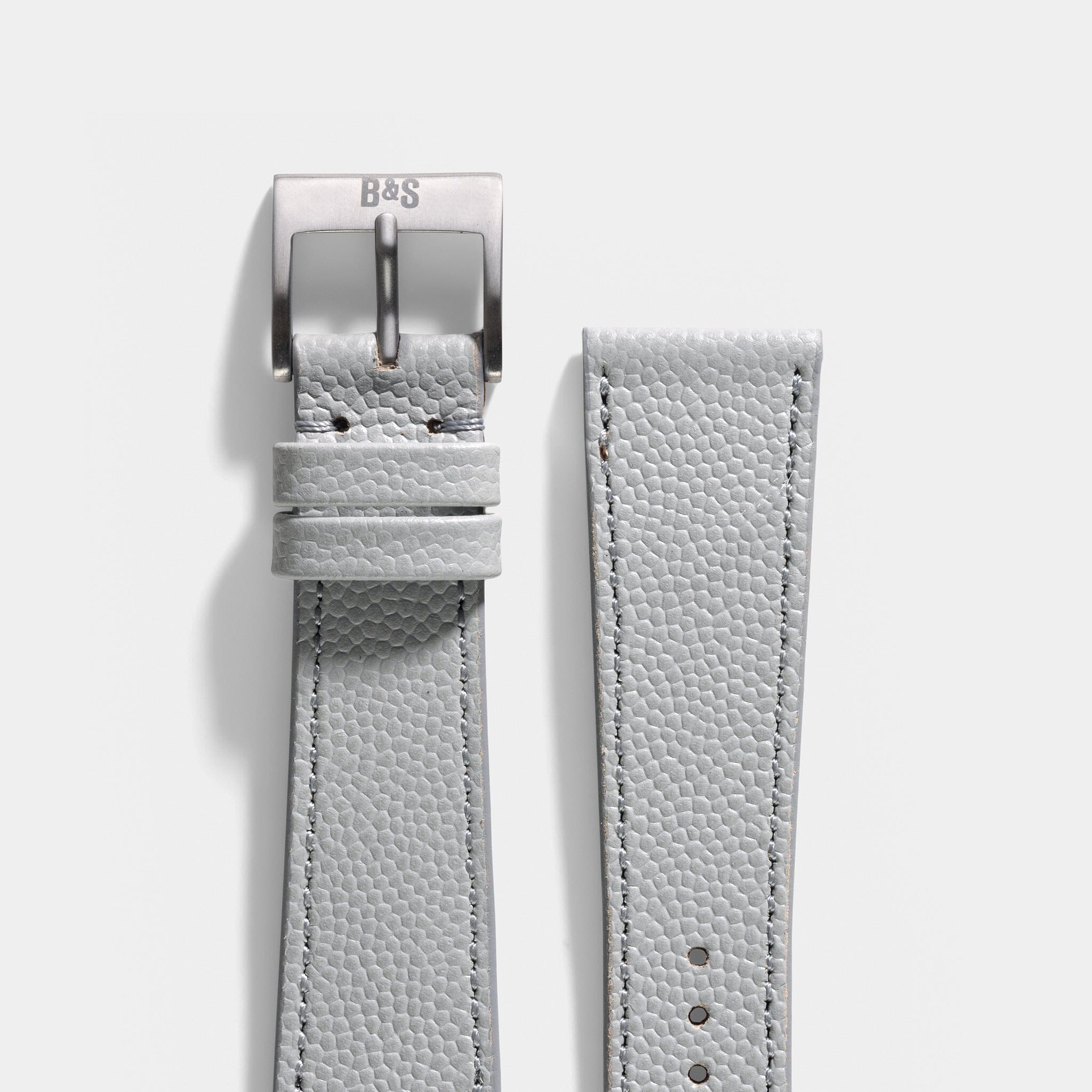 Pebbled Light Grey Tonal Leather Watch Strap