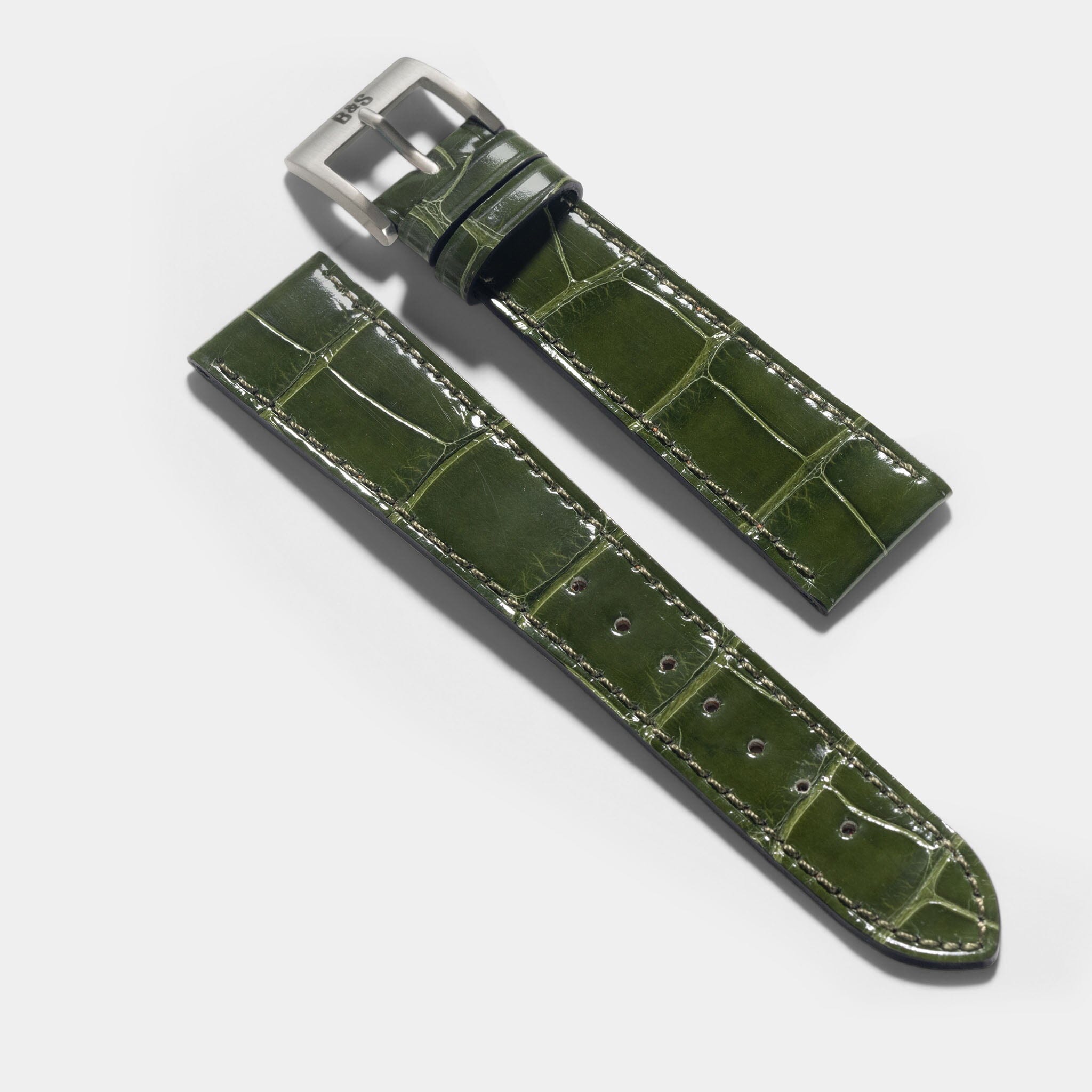 Premium Alligator Green Leather Watch Strap for luxury watches