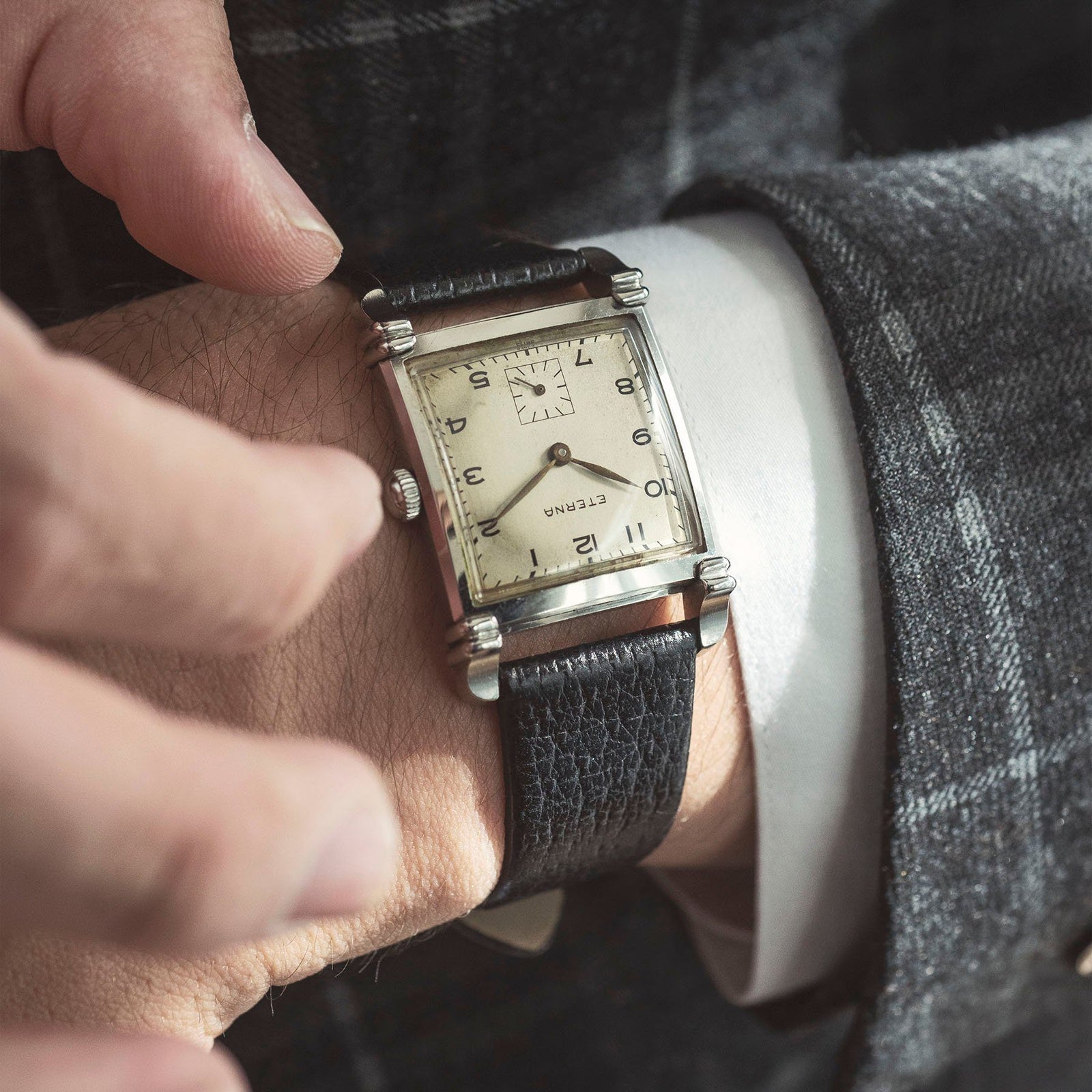Pigskin Strap Leather Watch Retro Black Creme Fluco - Form Quick 