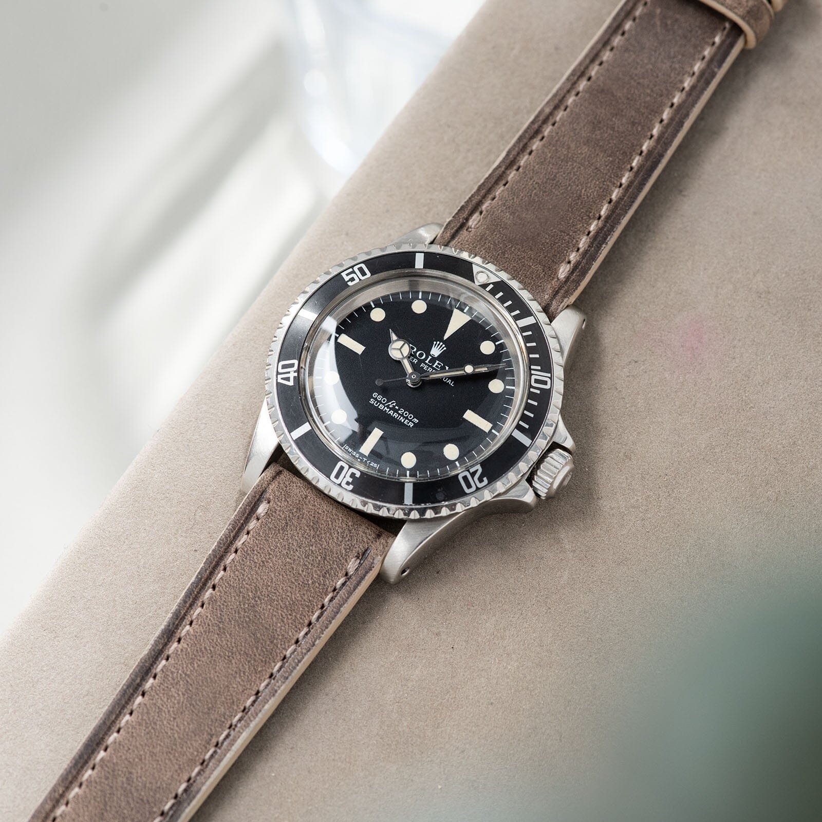Smoke Grey Retro Leather Watch Strap