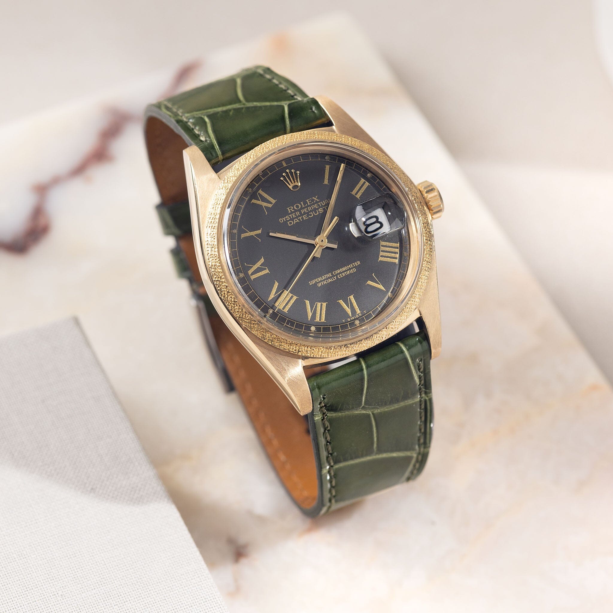 Rolex green hotsell leather strap