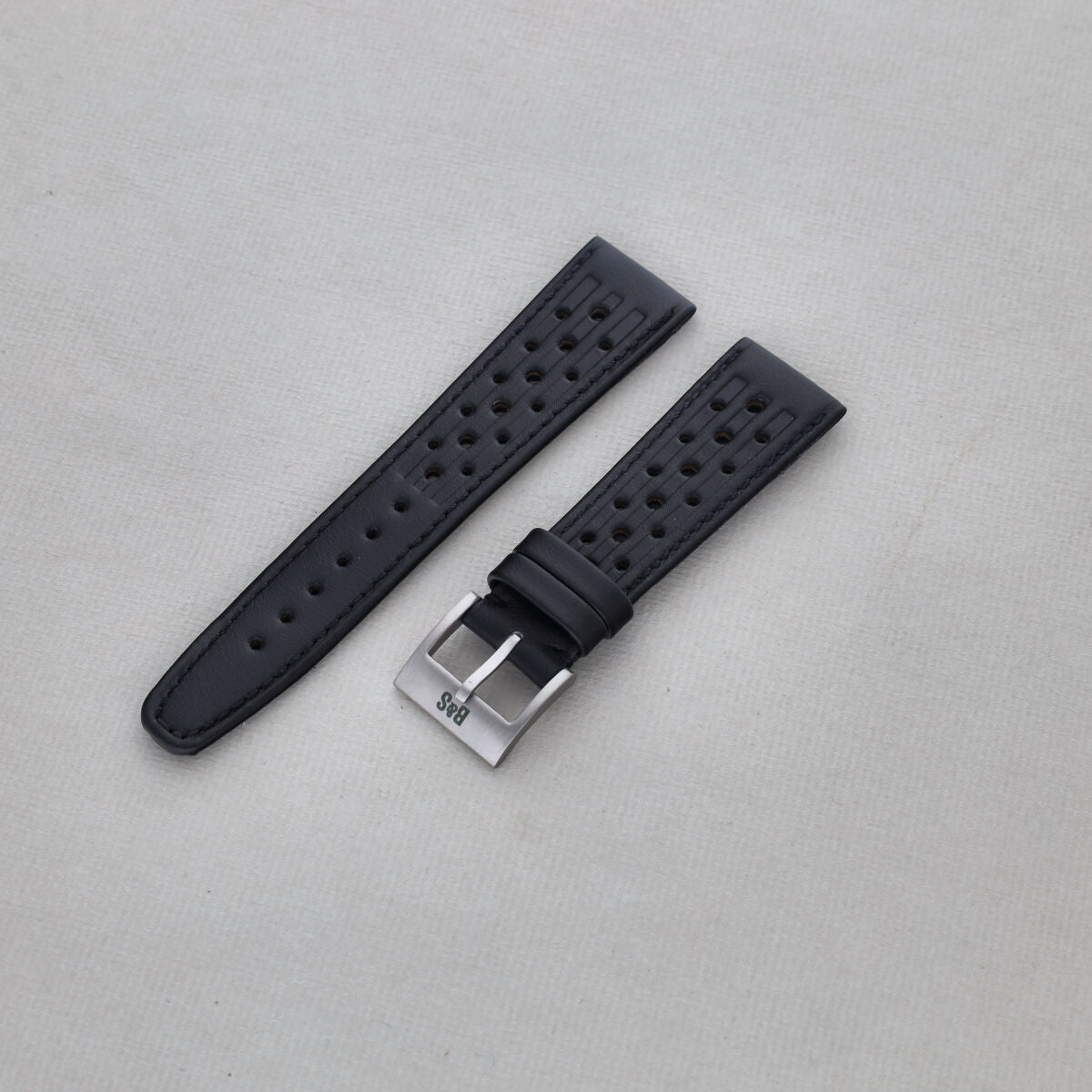 Sample Sale - Racing Black Speedy Leather Watch Strap - 20mm - Short