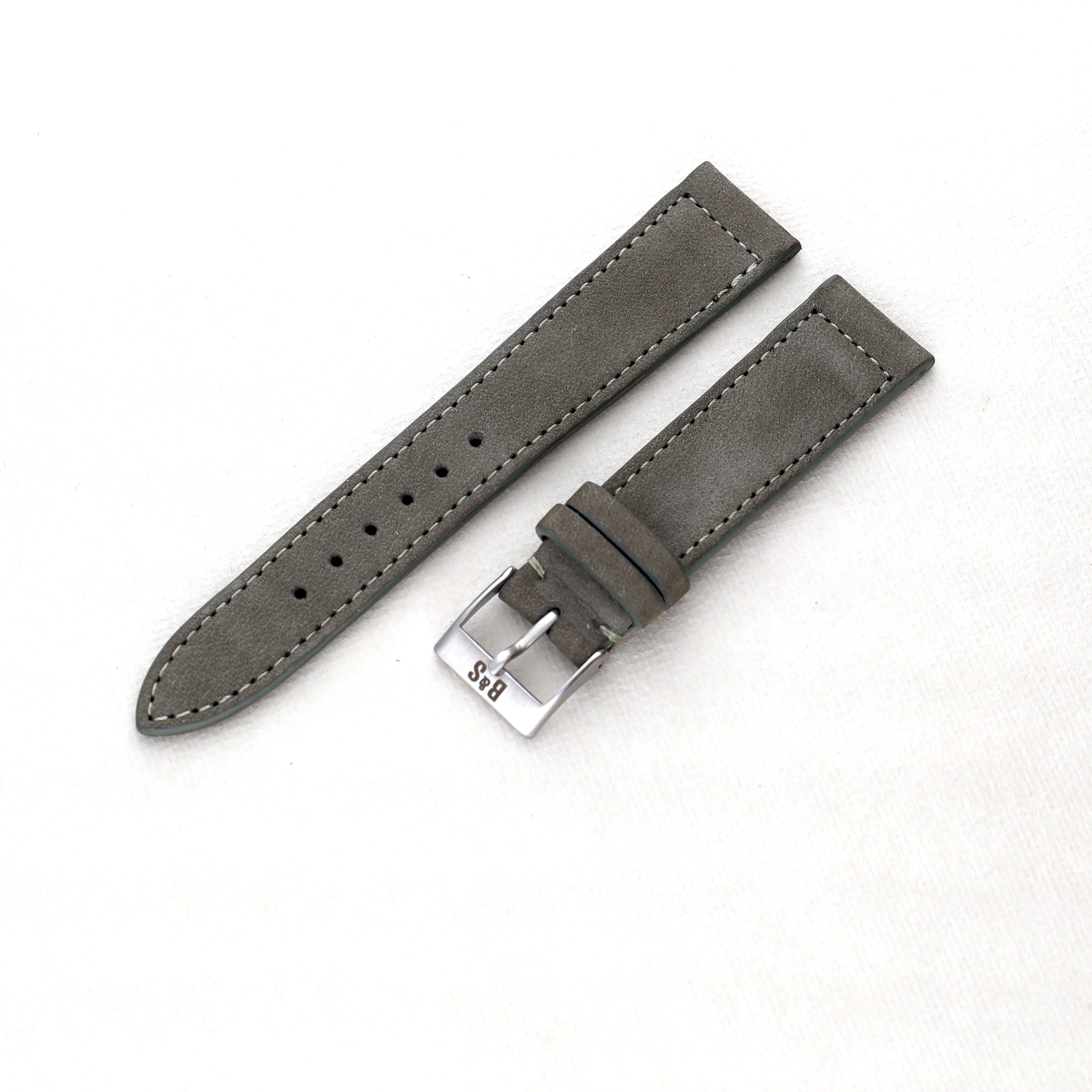 Sample Sale - Olive Grey Nubuck Leather Watch Strap - 19mm