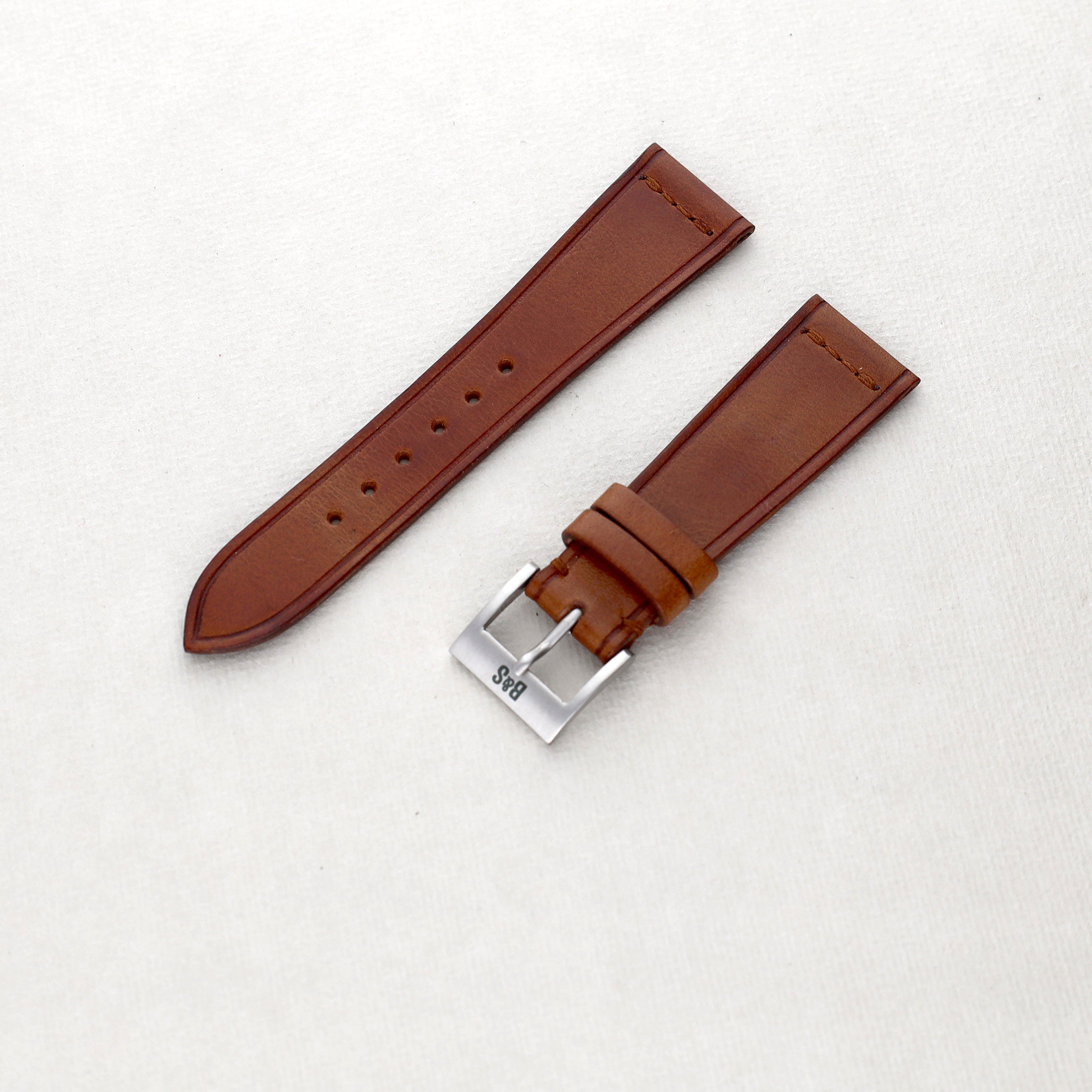 Sample Sale - Siena Brown Extra Thin Leather Watch Strap - 20mm - Short