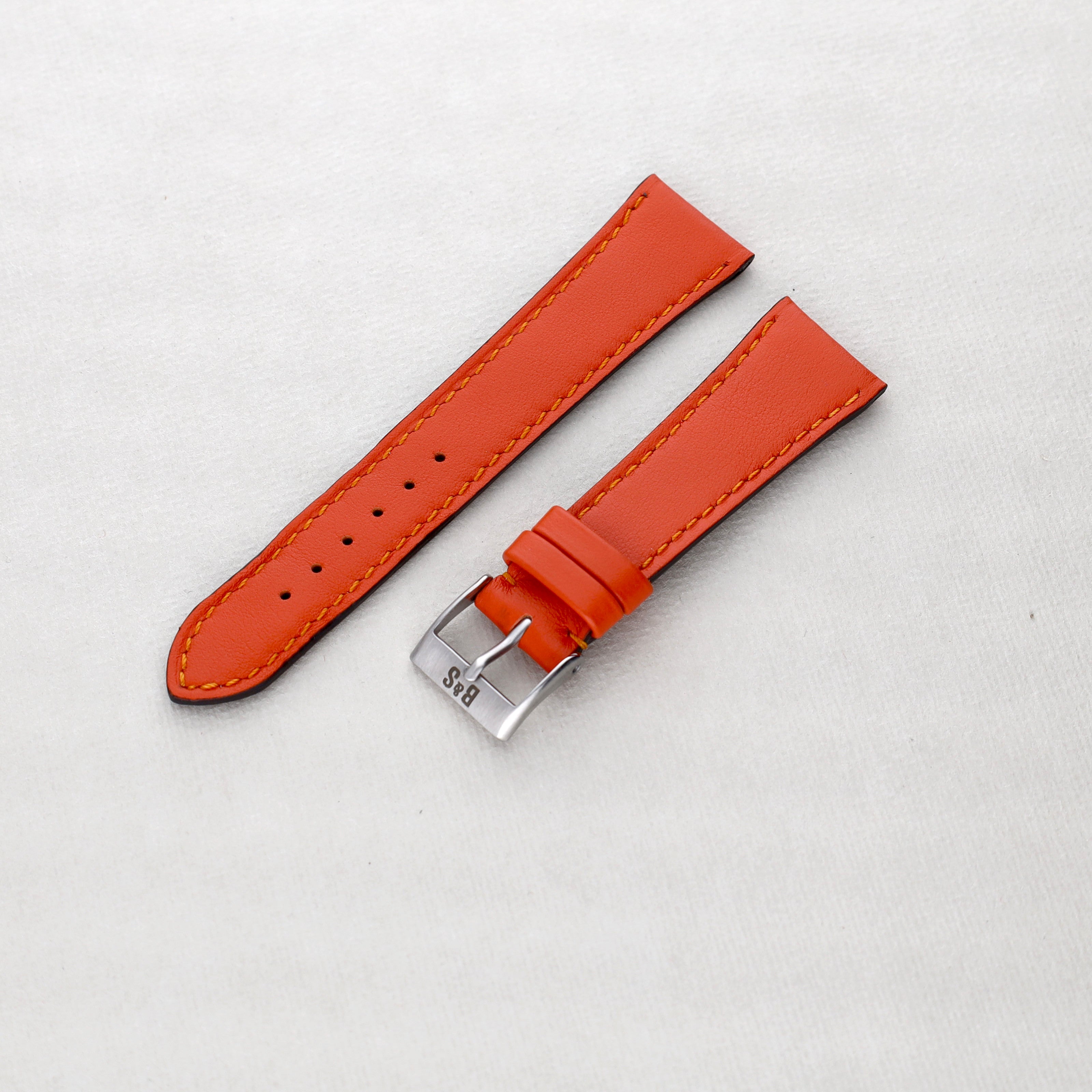 Sample Sale - City Orange Leather Watch Strap - 20mm - Short