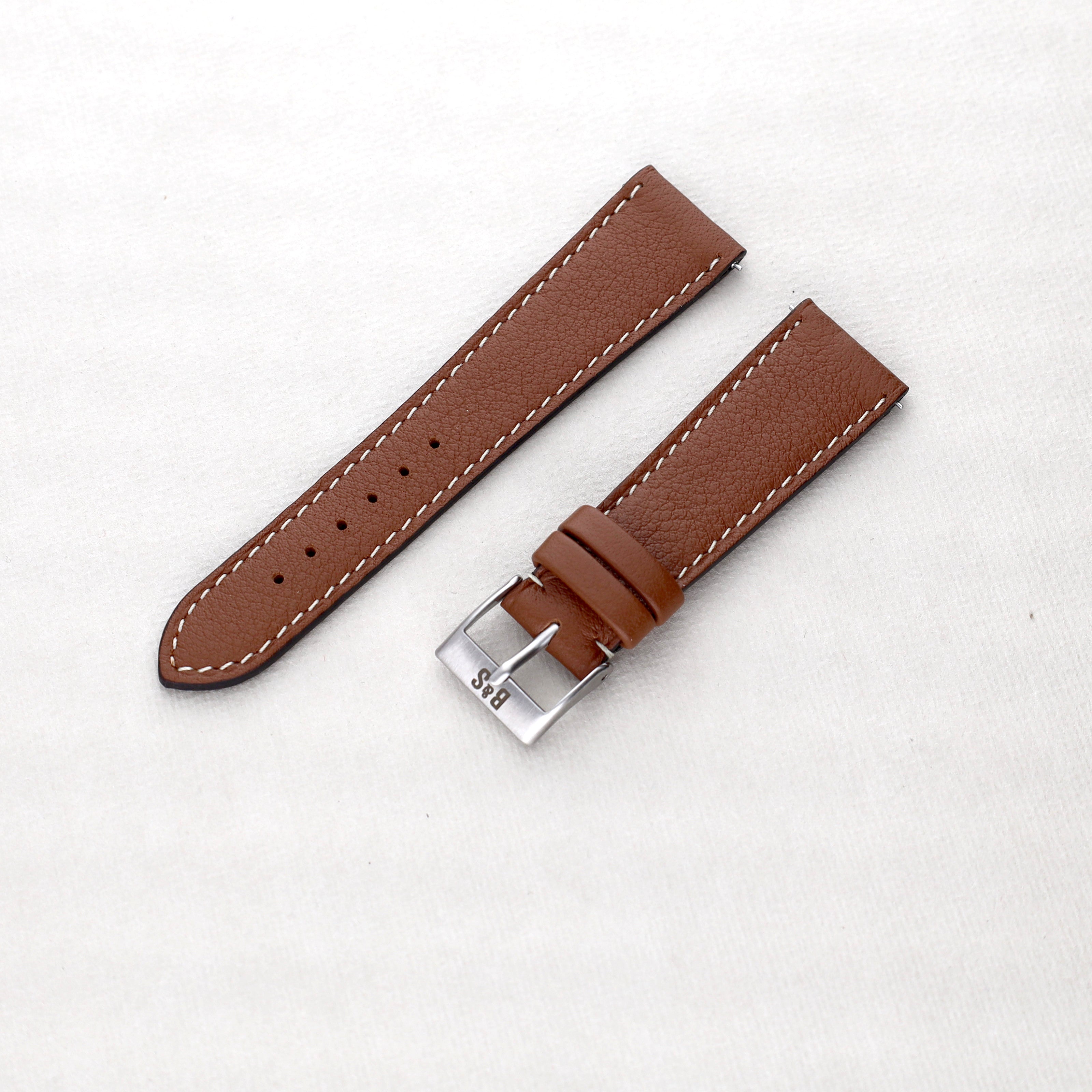 Sample Sale - Pecan Brown Leather Watch Strap - 20mm - Short