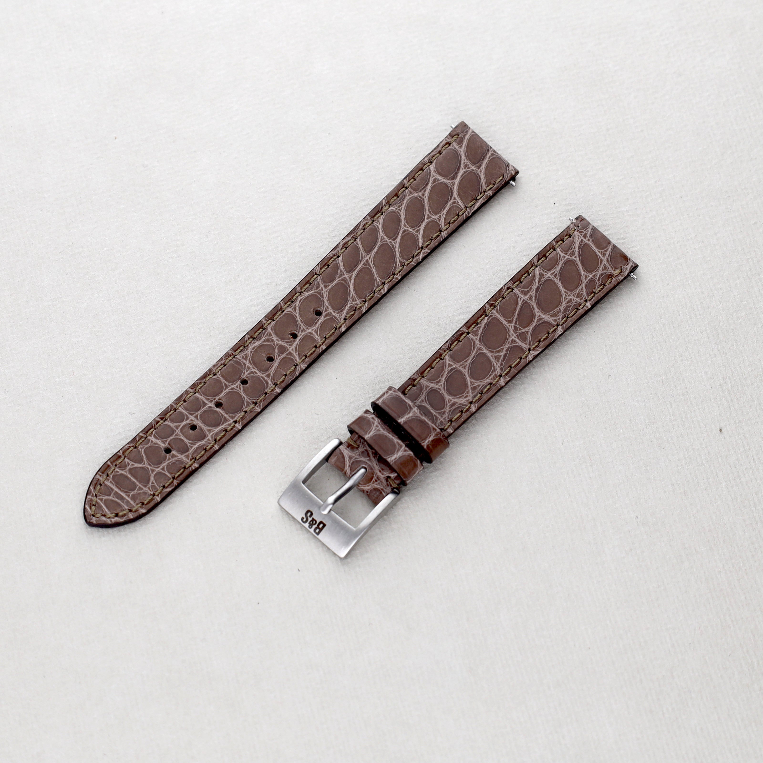 Sample Sale - Brilliant Loutre Grey Alligator Watch Strap - 16mm