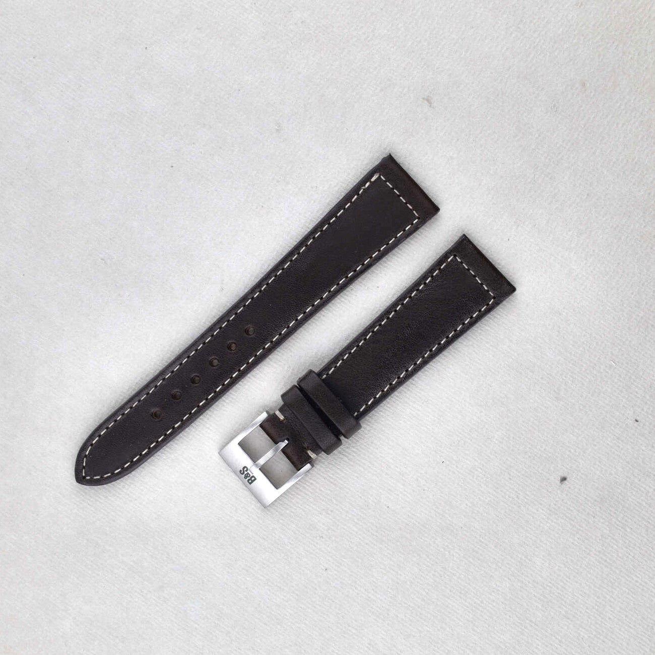 Sample Sale - Dark Brown Boxed Stitched Leather Watch Strap - 20mm