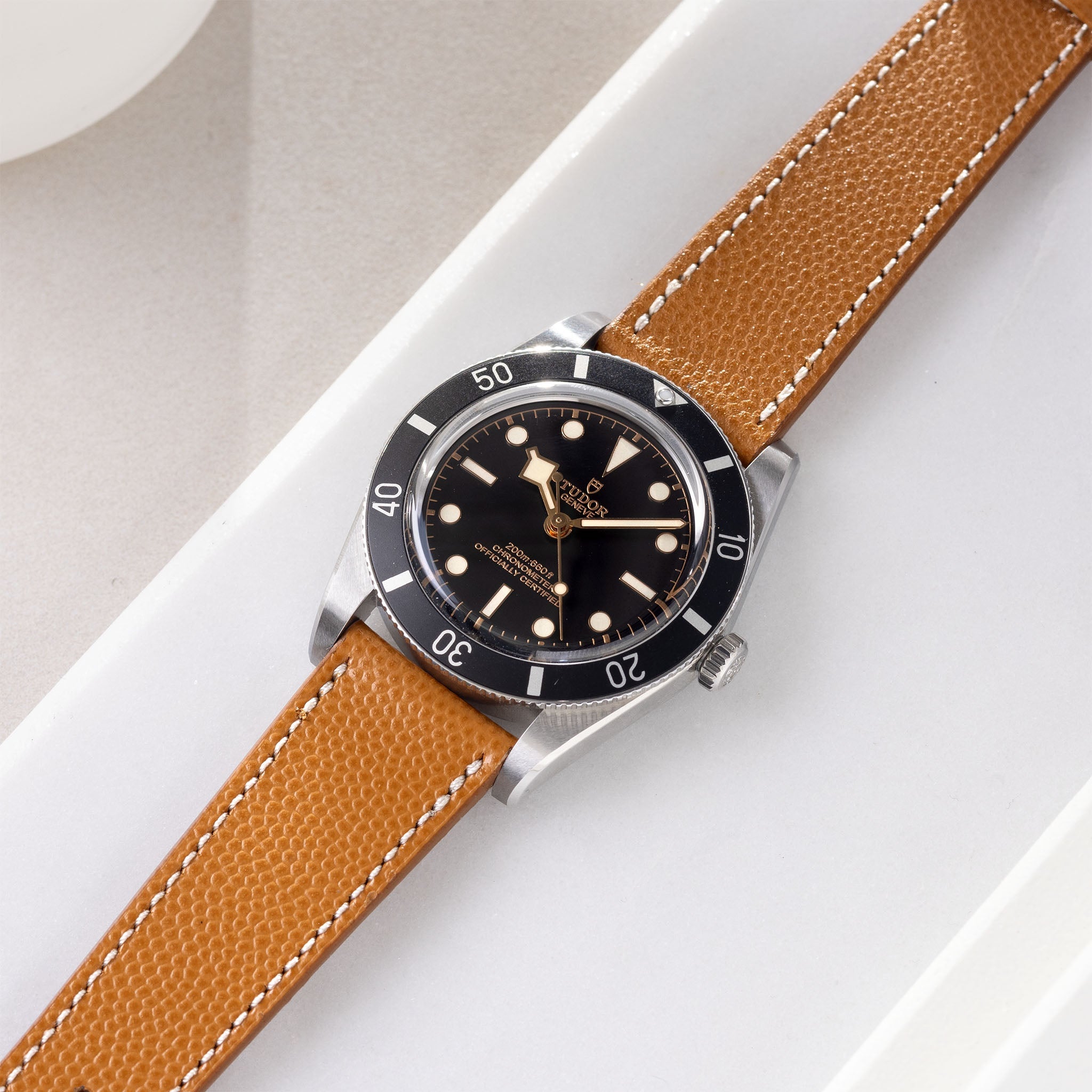 Strap for Tudor Black Bay 54 Pebbled Cognac Brown Watch Strap