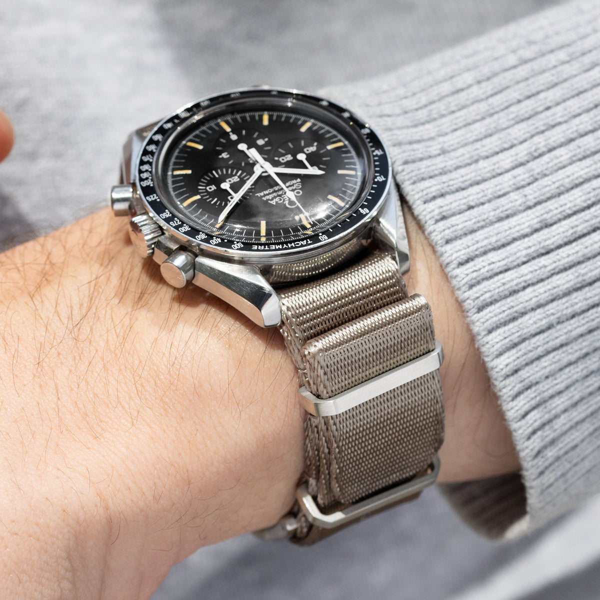 Speedmaster Strap Strap for Omega Speedmaster Professional - Nylon Single Pass Taupe Gre
