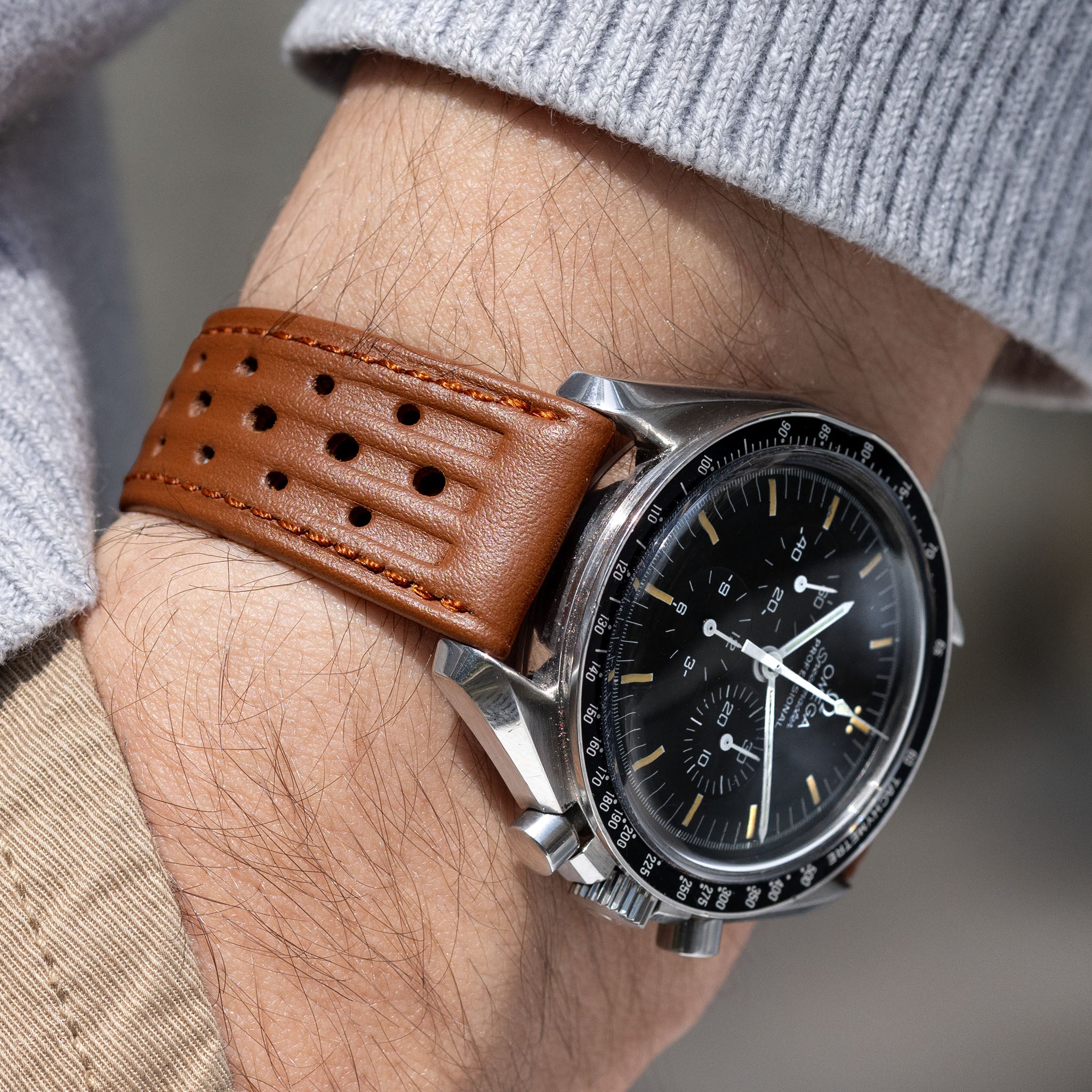 Strap for Omega Speedmaster Professional - Racing Brown Speedy Leather