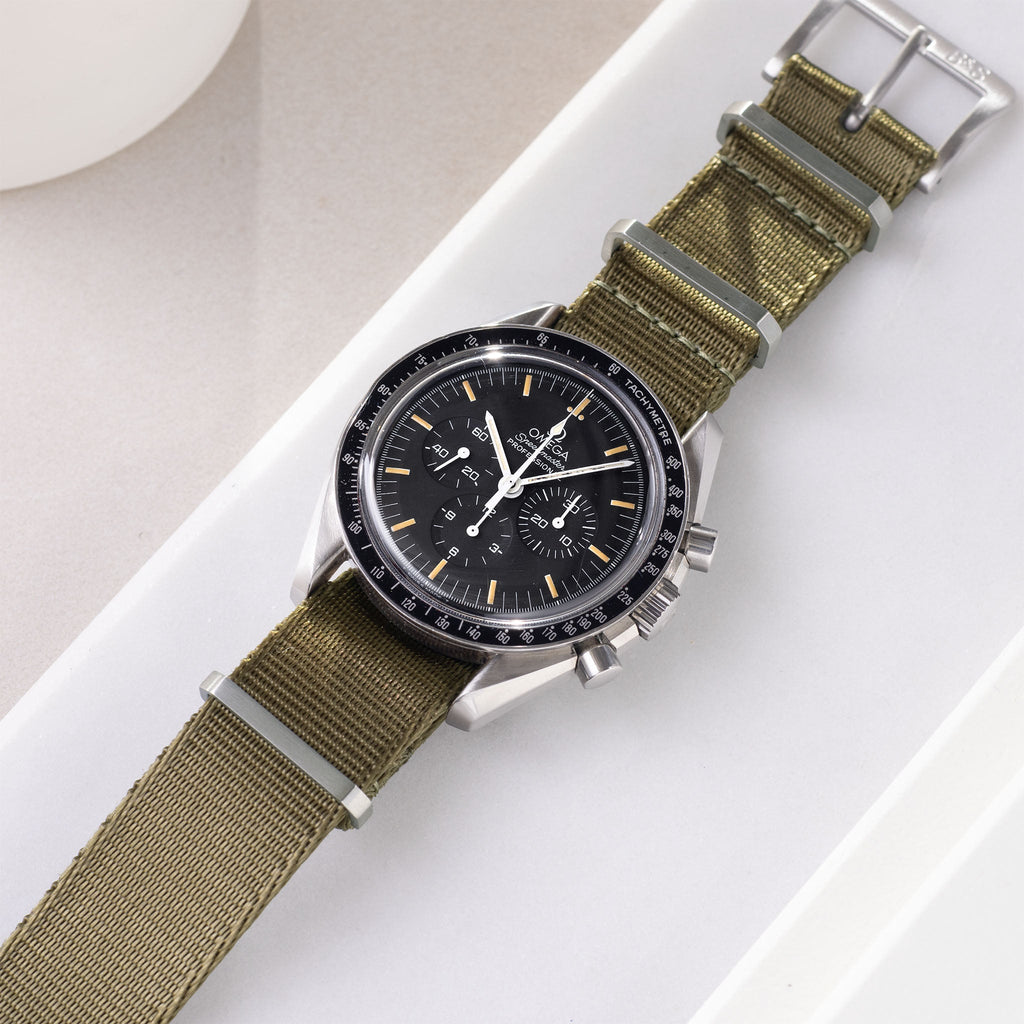 Strap for Omega Speedmaster Professional Nylon Single Pass Olive Gre