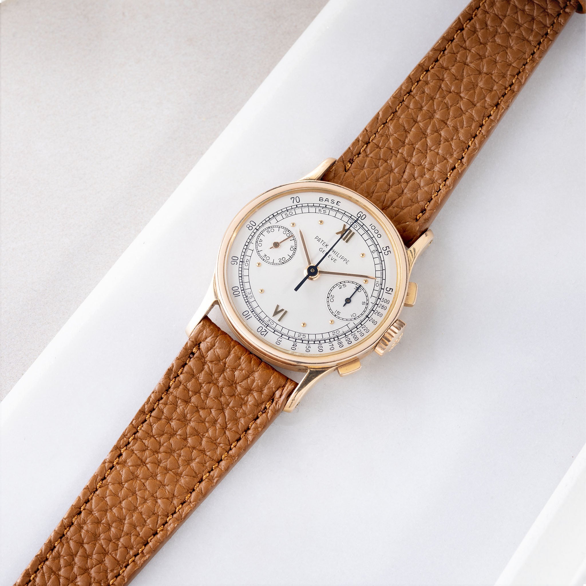 Strap for Patek Philippe 130 / 533 Chronograph - Cognac Brown Grana Leather Strap