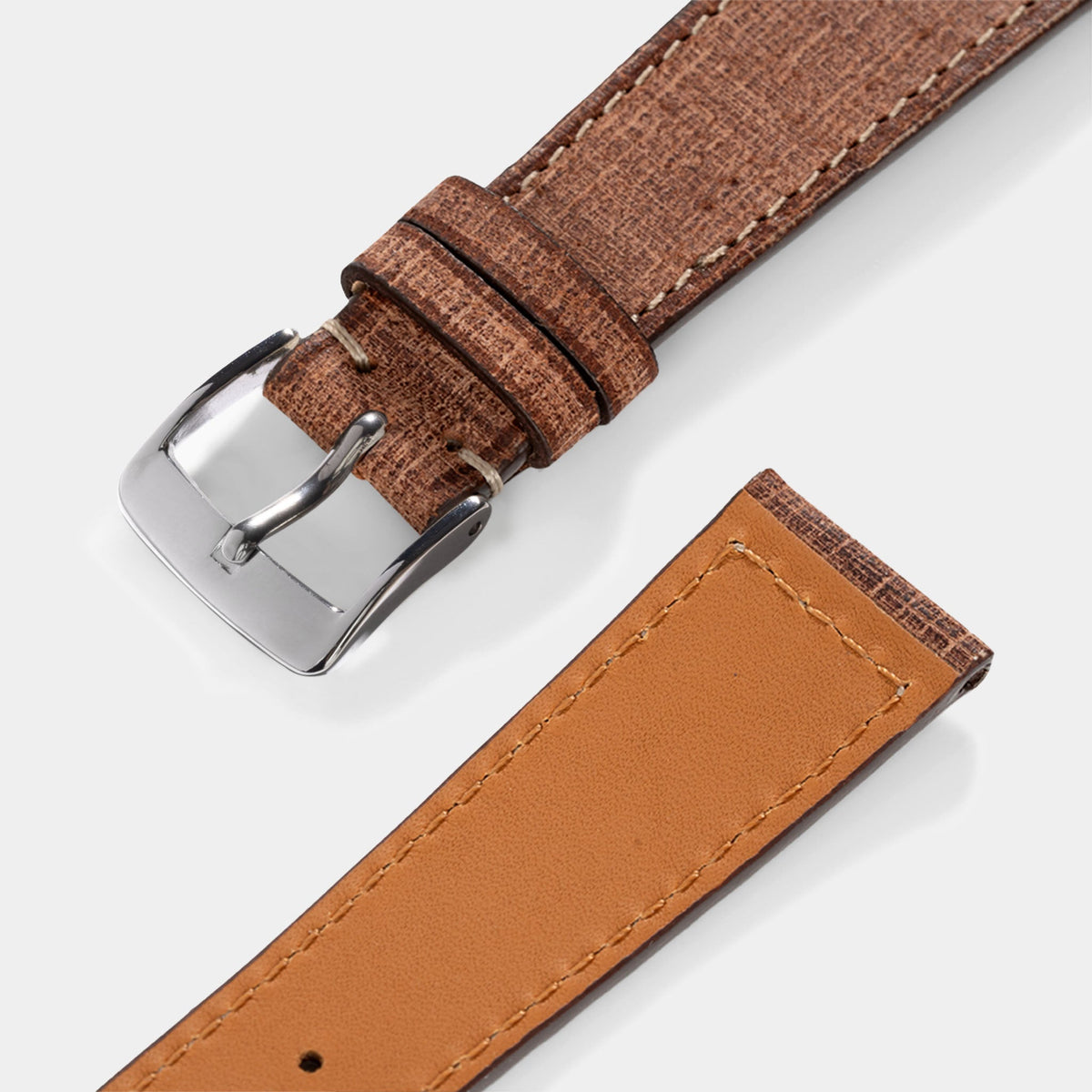 Strap for IWC Portofino - Linen Boxed Leather Deep Brown