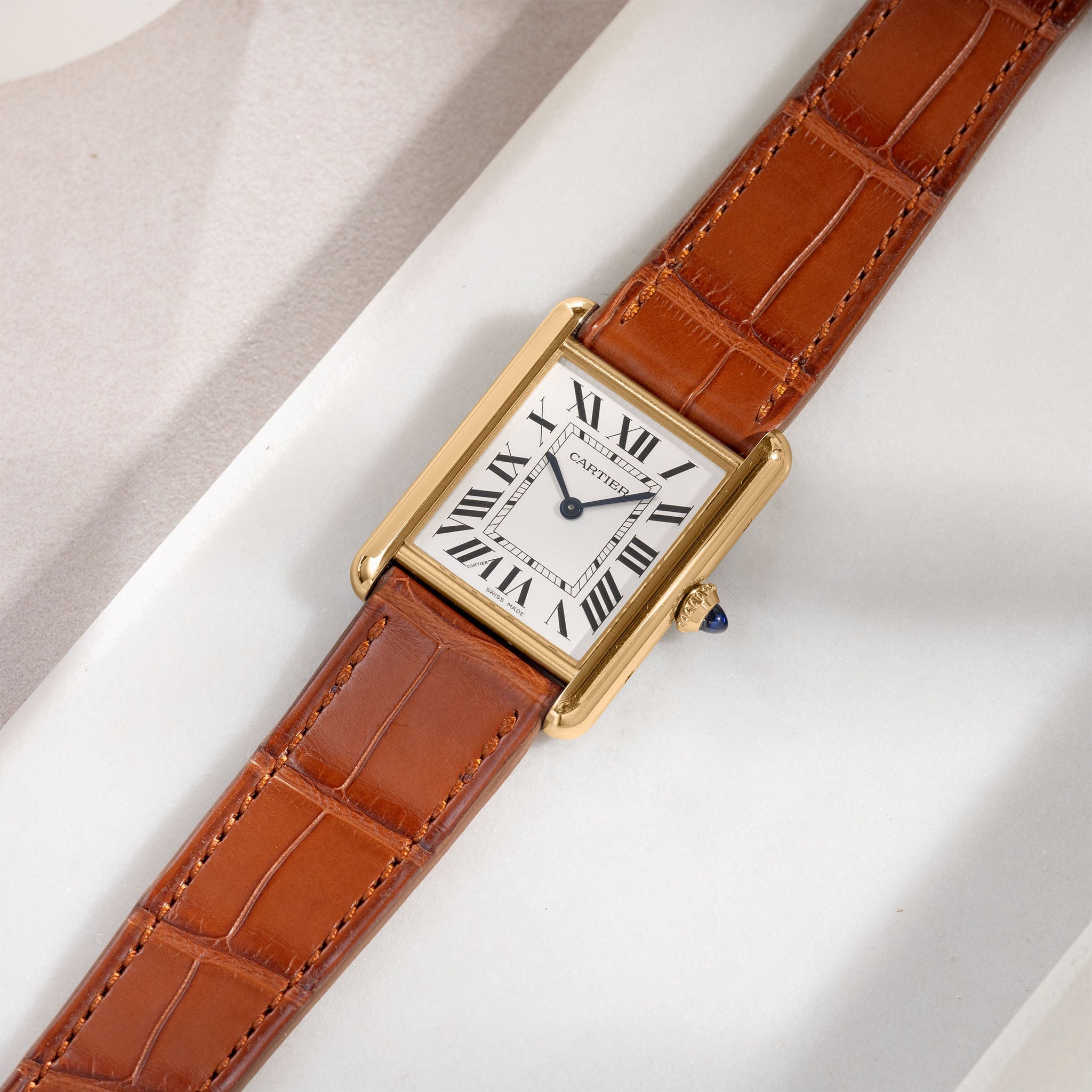 Strap for Cartier Tank Louis (2021-2024) - The Cognac Alligator Full Cut