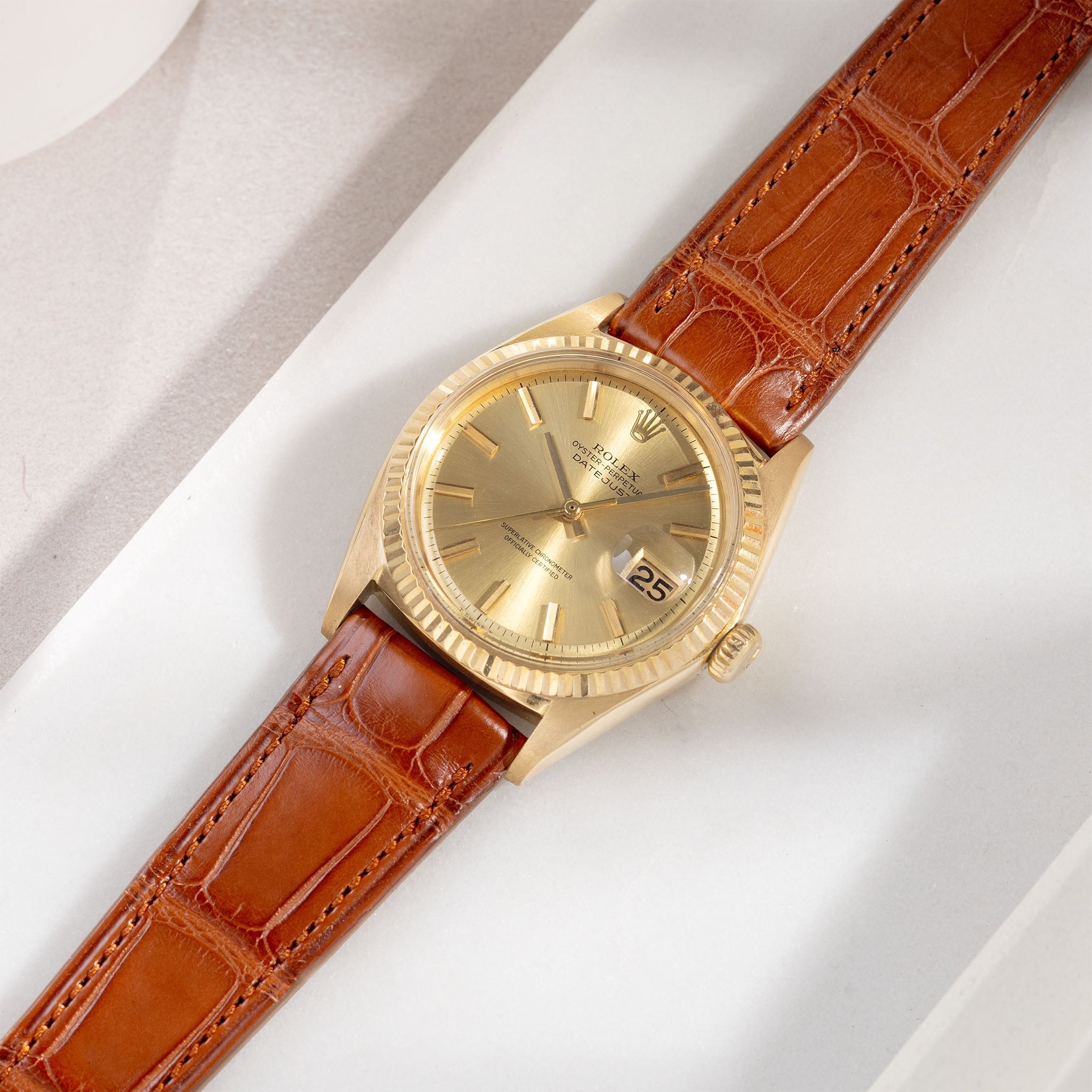 Premium Alligator Cognac Leather Watch Strap