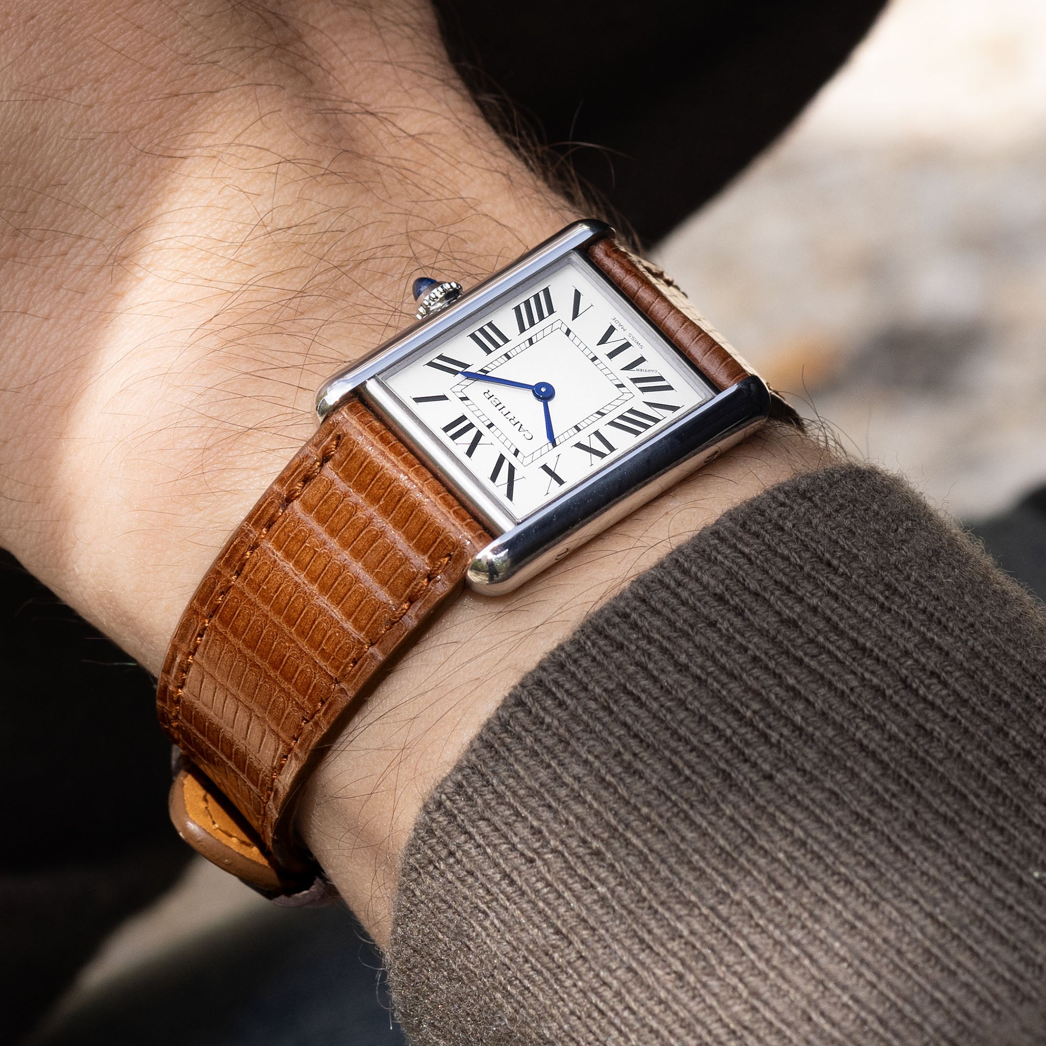 Strap for Cartier Tank Must (2021-2024) - The Cognac Brown Lizard