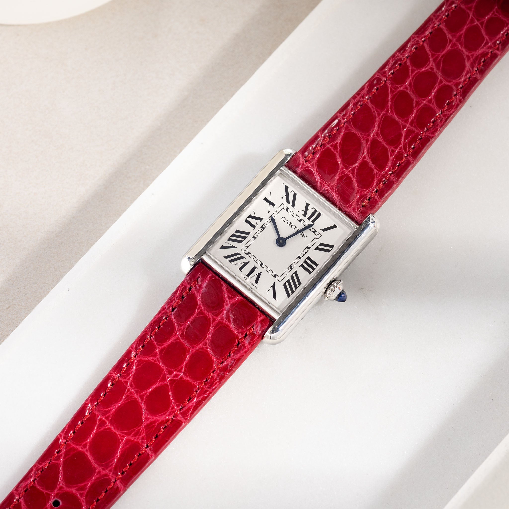 Red Alligator Leather Watch Strap