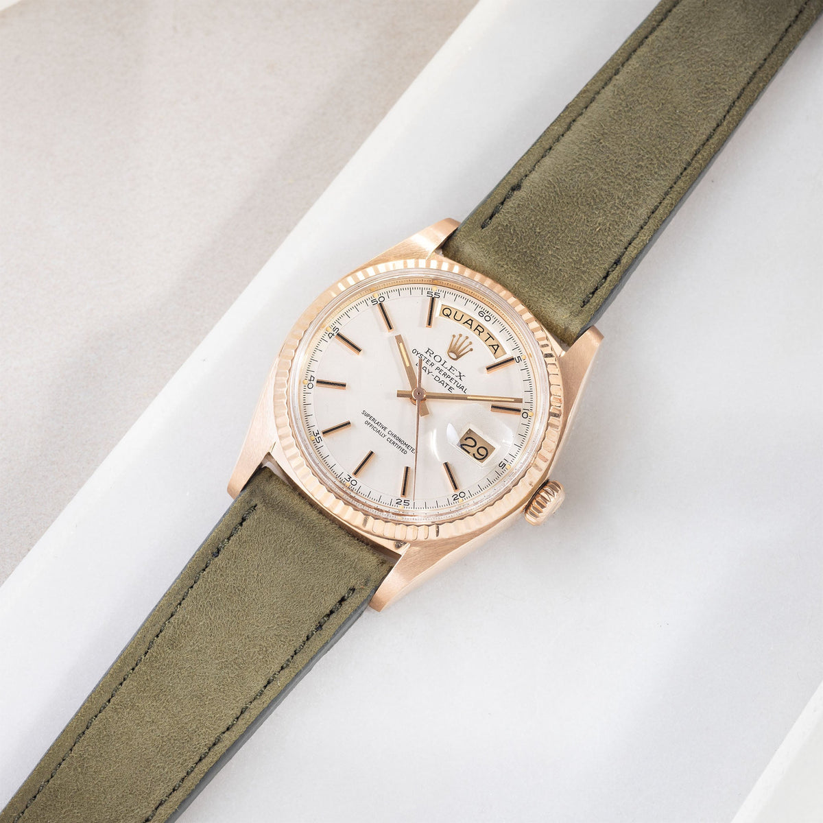 Goatskin Suede Leather Watch Strap - Muted Olive