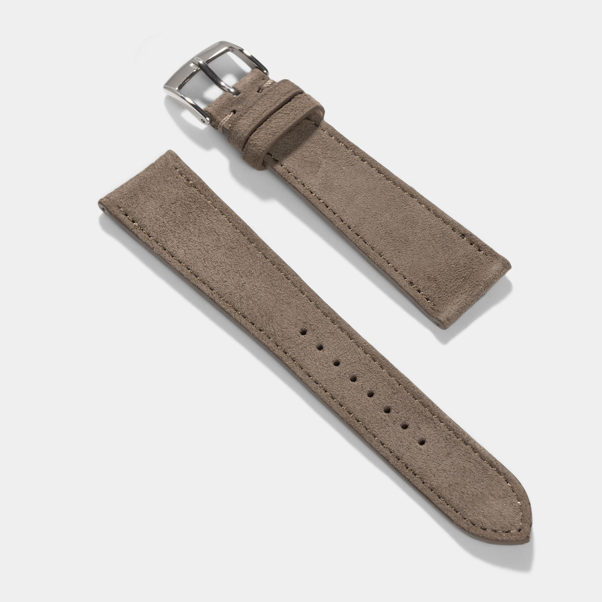 Goatskin Suede Leather Watch Strap - Mushroom Brown