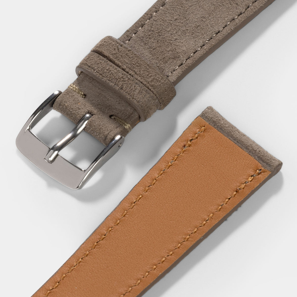 Goatskin Suede Leather Watch Strap - Mushroom Brown