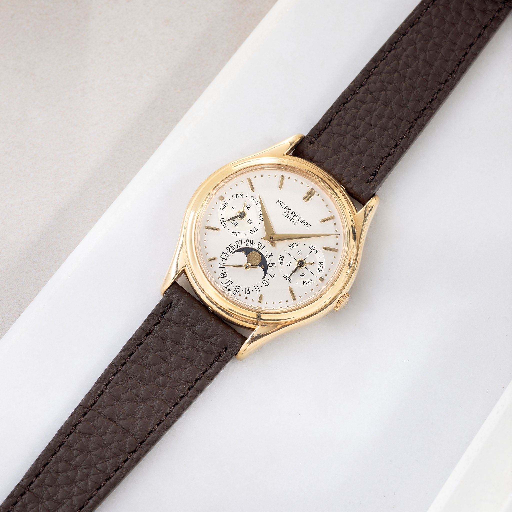 Strap for Patek Philippe 3940 Perpetual - Dark Brown Grana Leather Strap