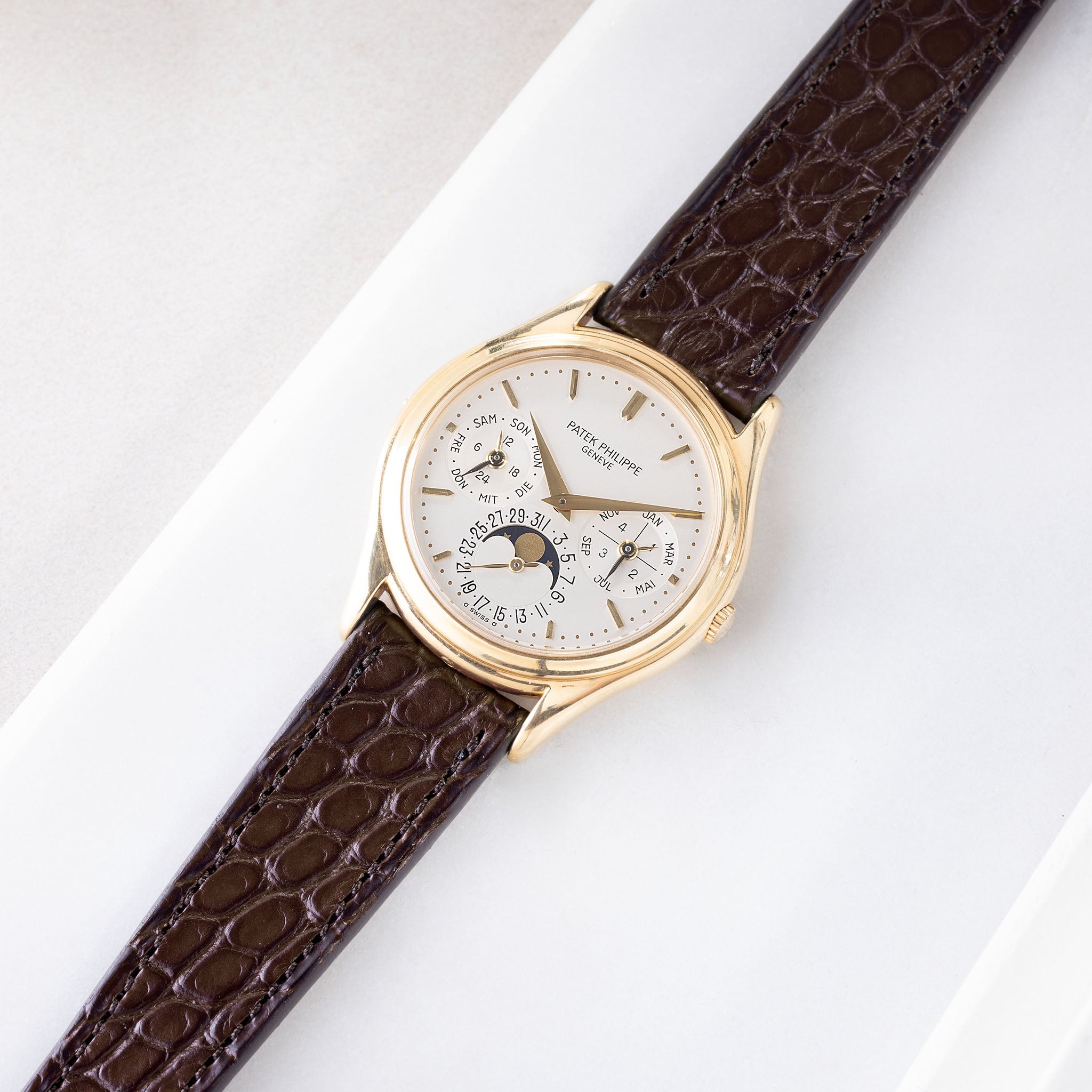 Strap for Patek Philippe 3940 Perpetual – Burnished Tobacco Brown Calf