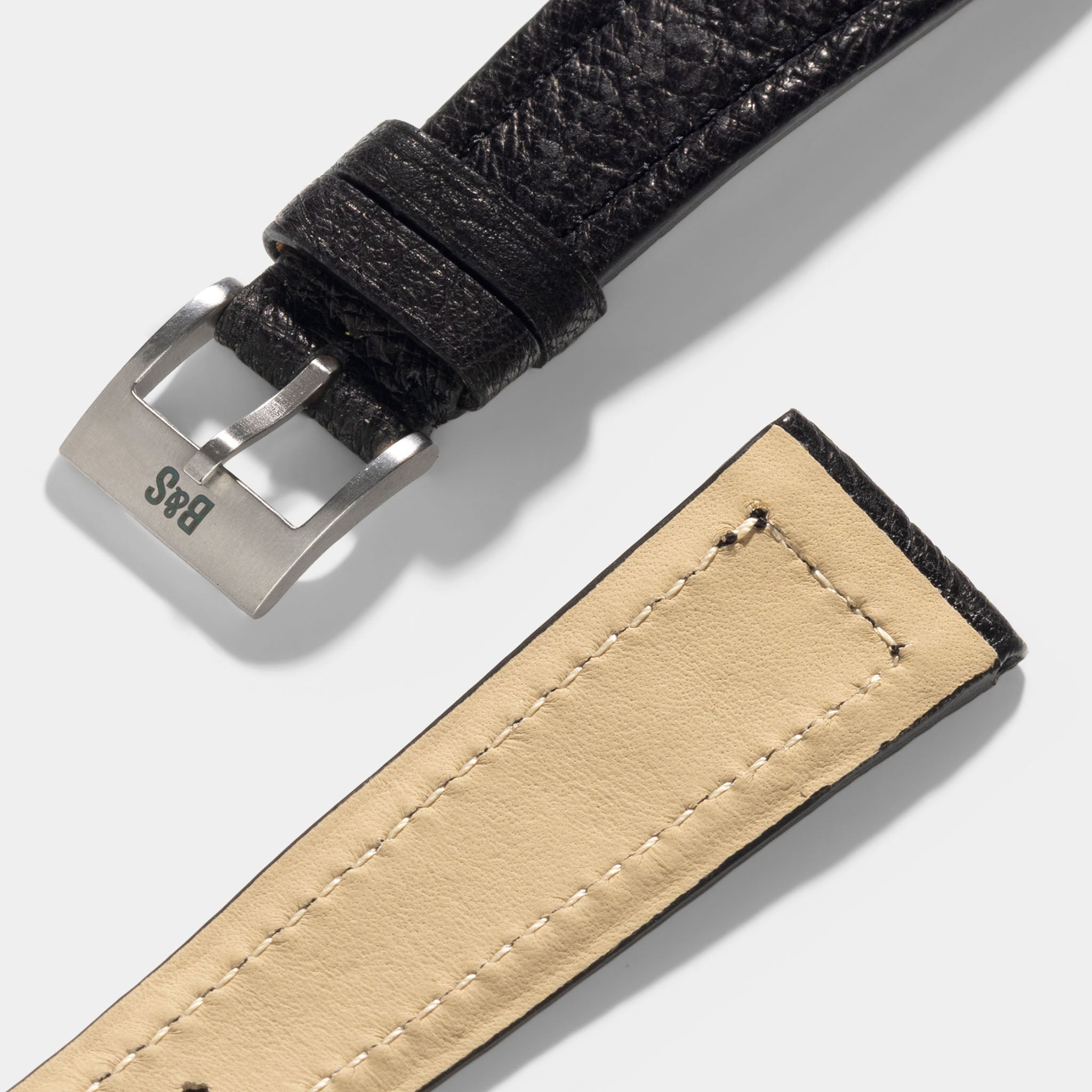 Black Boxed Grained Ostrich Watch Strap – Classic Dress