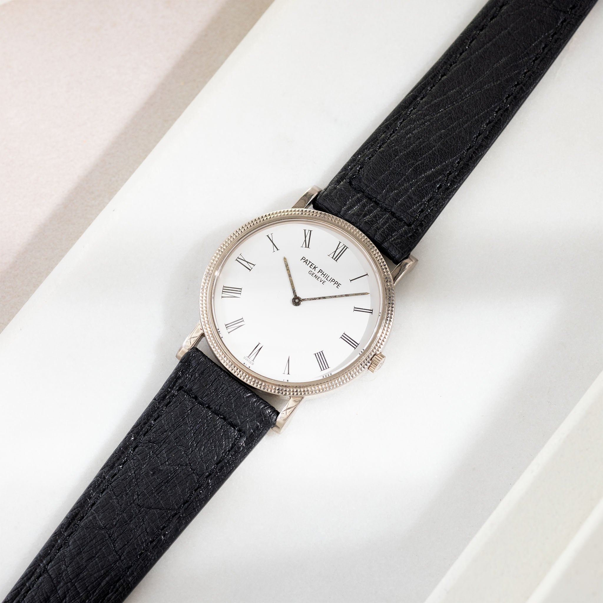 Strap for the Patek Philippe Calatrava - Black Sculptured Ostrich