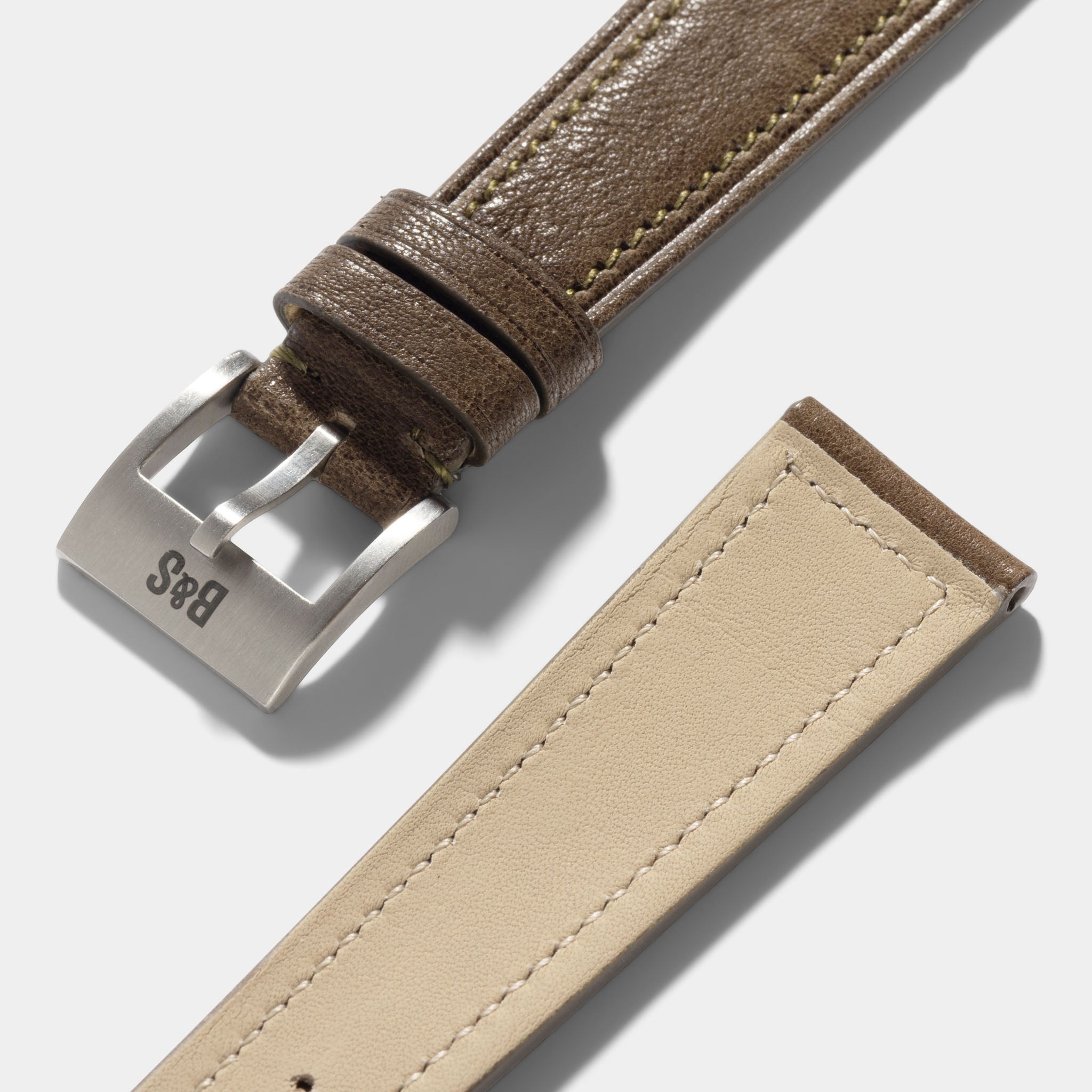 Olive Green Boxed Smooth Calfskin Watch Strap - Classic Dress
