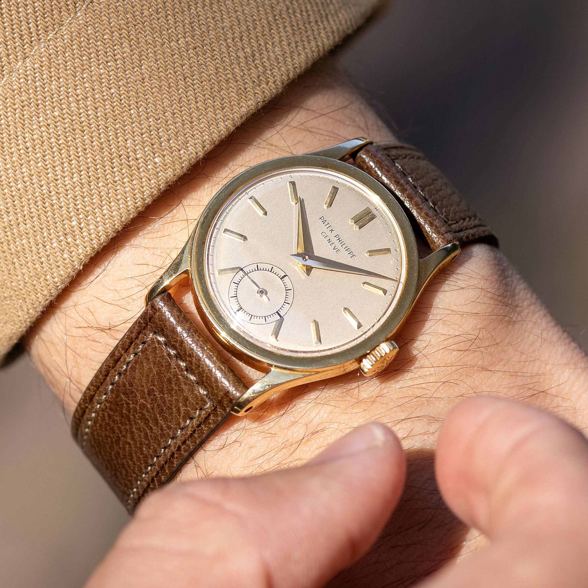 Burnished Tobacco Brown Boxed Calfskin Watch Strap - Classic Dress