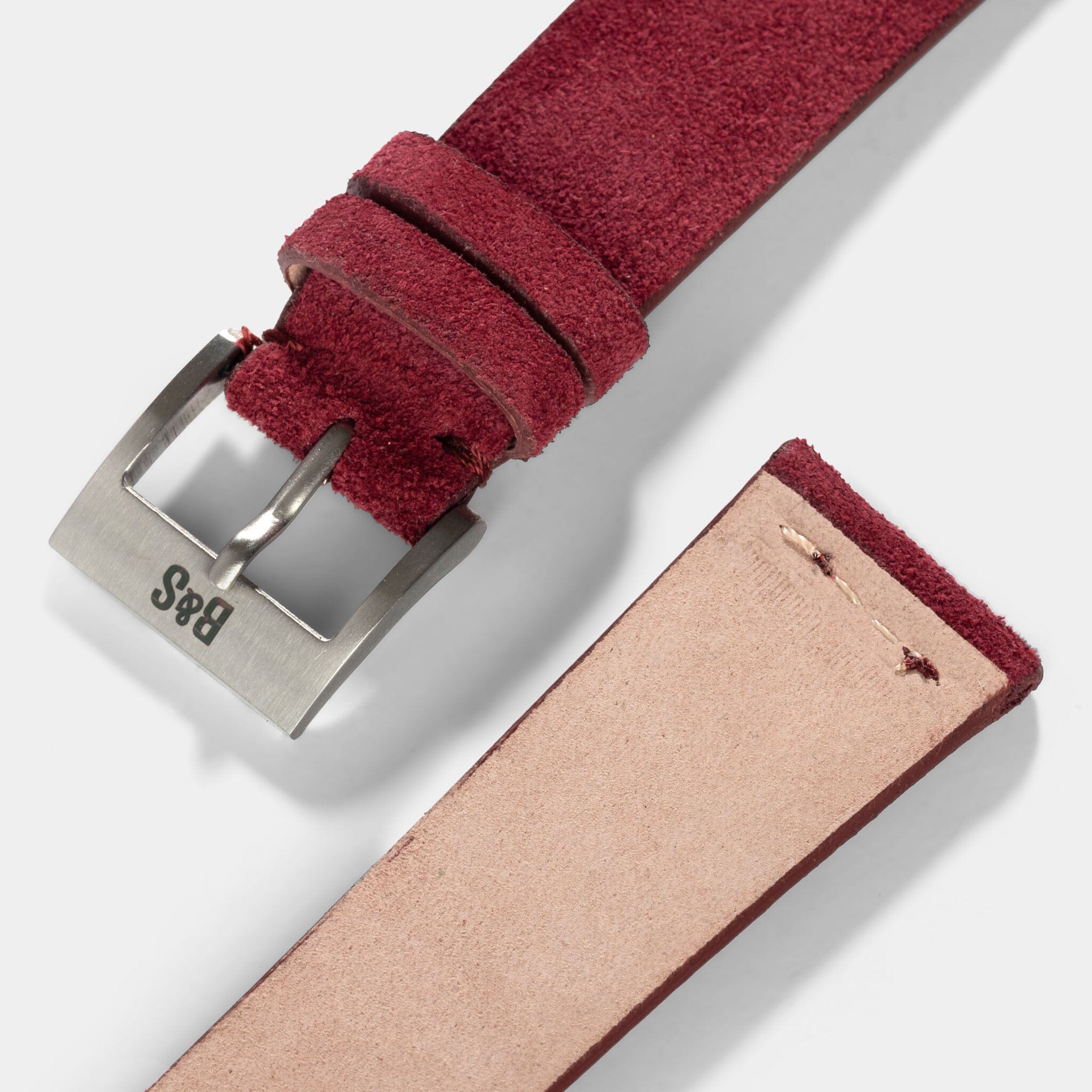 Burgundy Red Silky Suede Leather Watch Strap