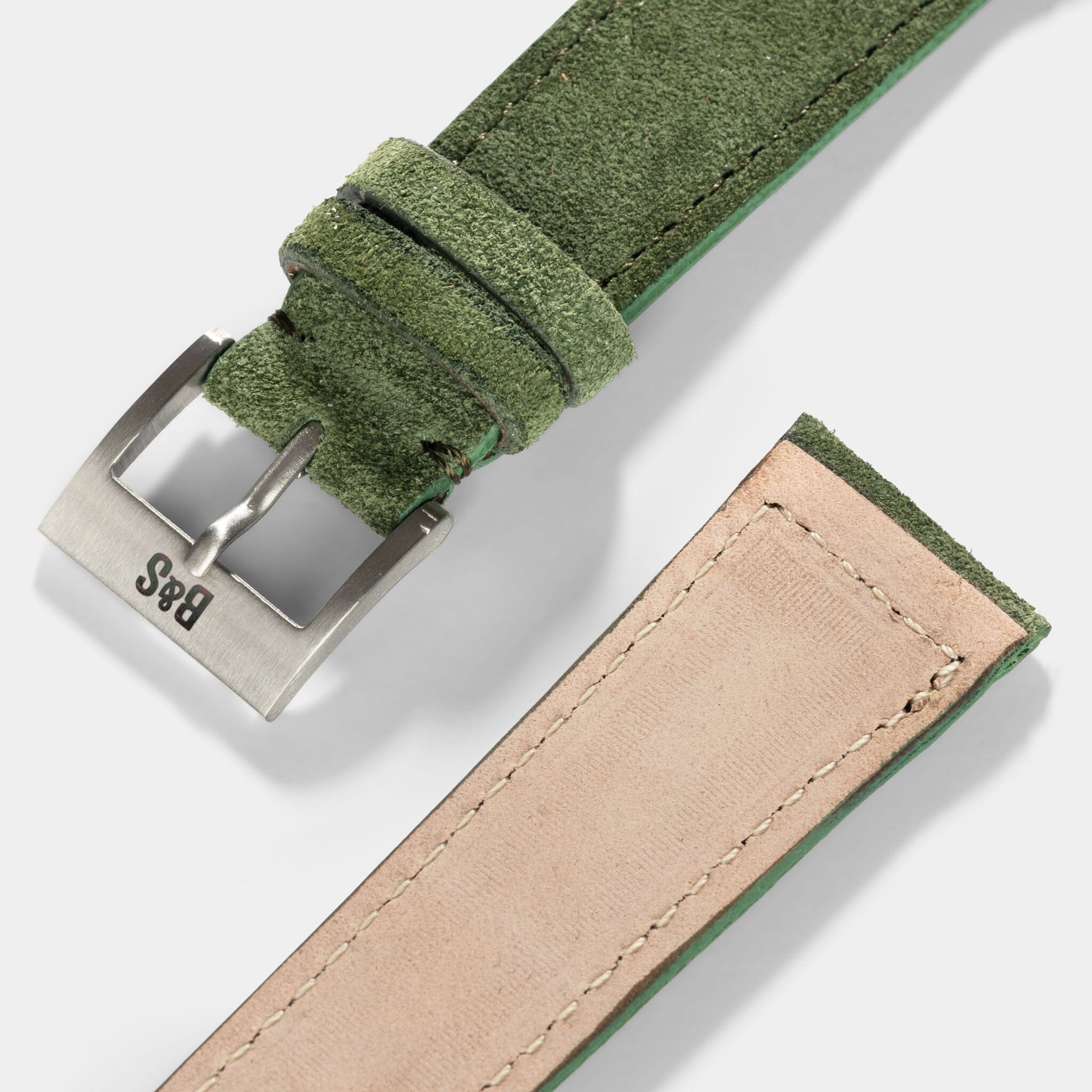 Olive Drab Green Suede Leather Watch Strap