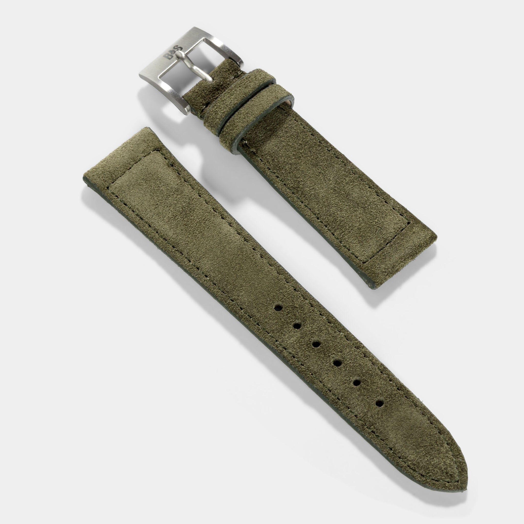 Dark Olive Green Suede Leather Watch Strap