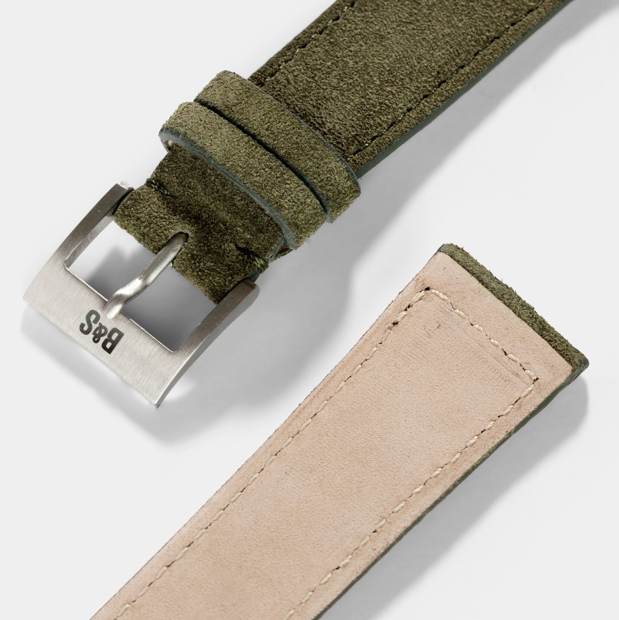 Dark Olive Green Suede Leather Watch Strap