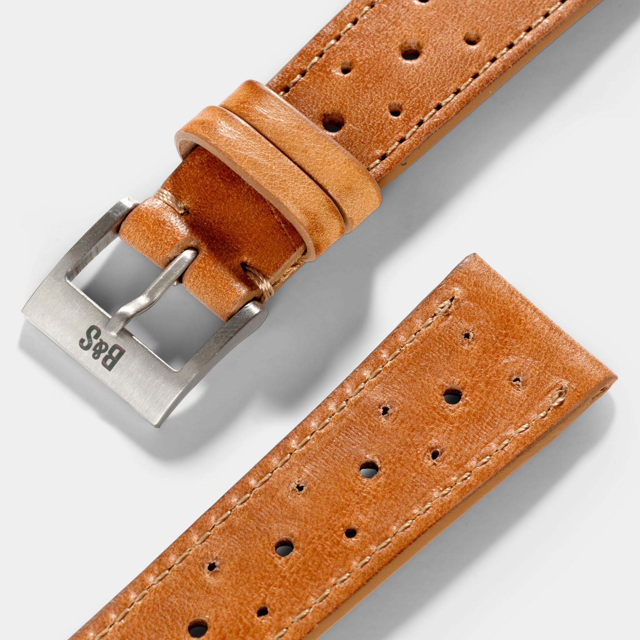 Racing Caramel Brown Leather Watch Strap