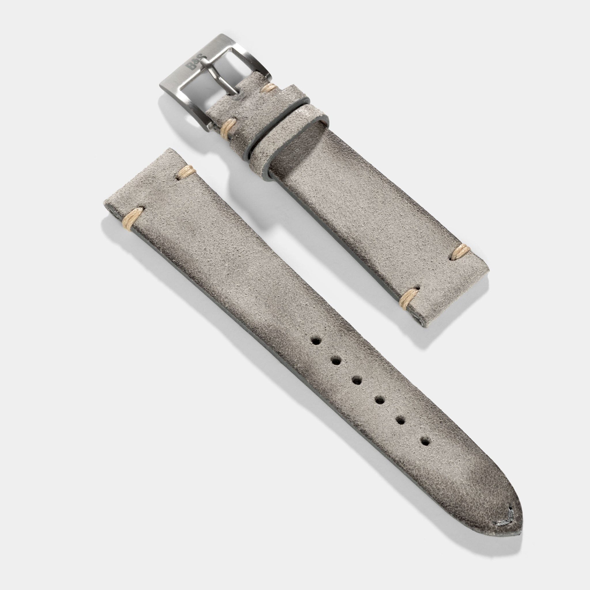 Rugged Grey Leather Watch Strap