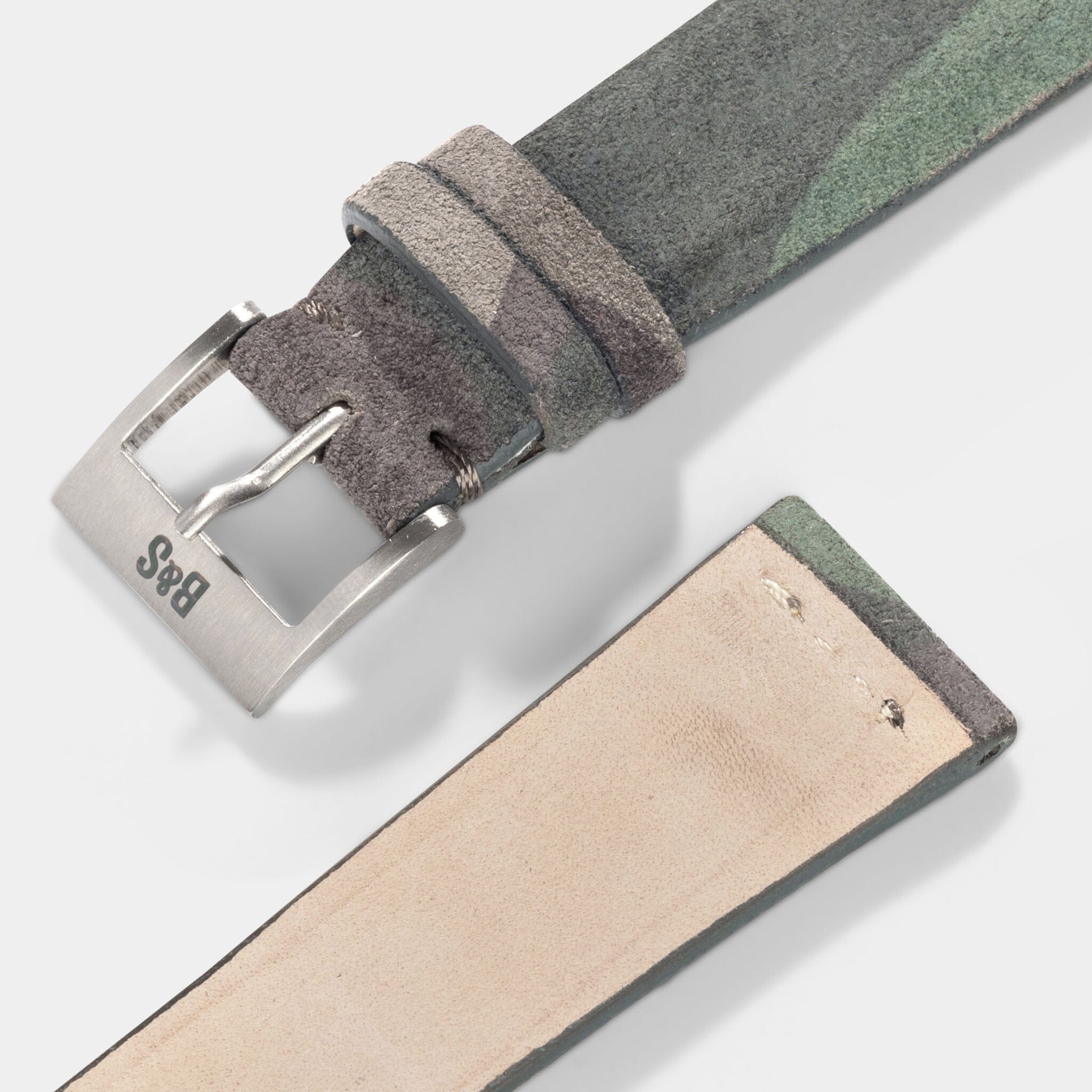 Camo Grey Suede Leather Watch Strap