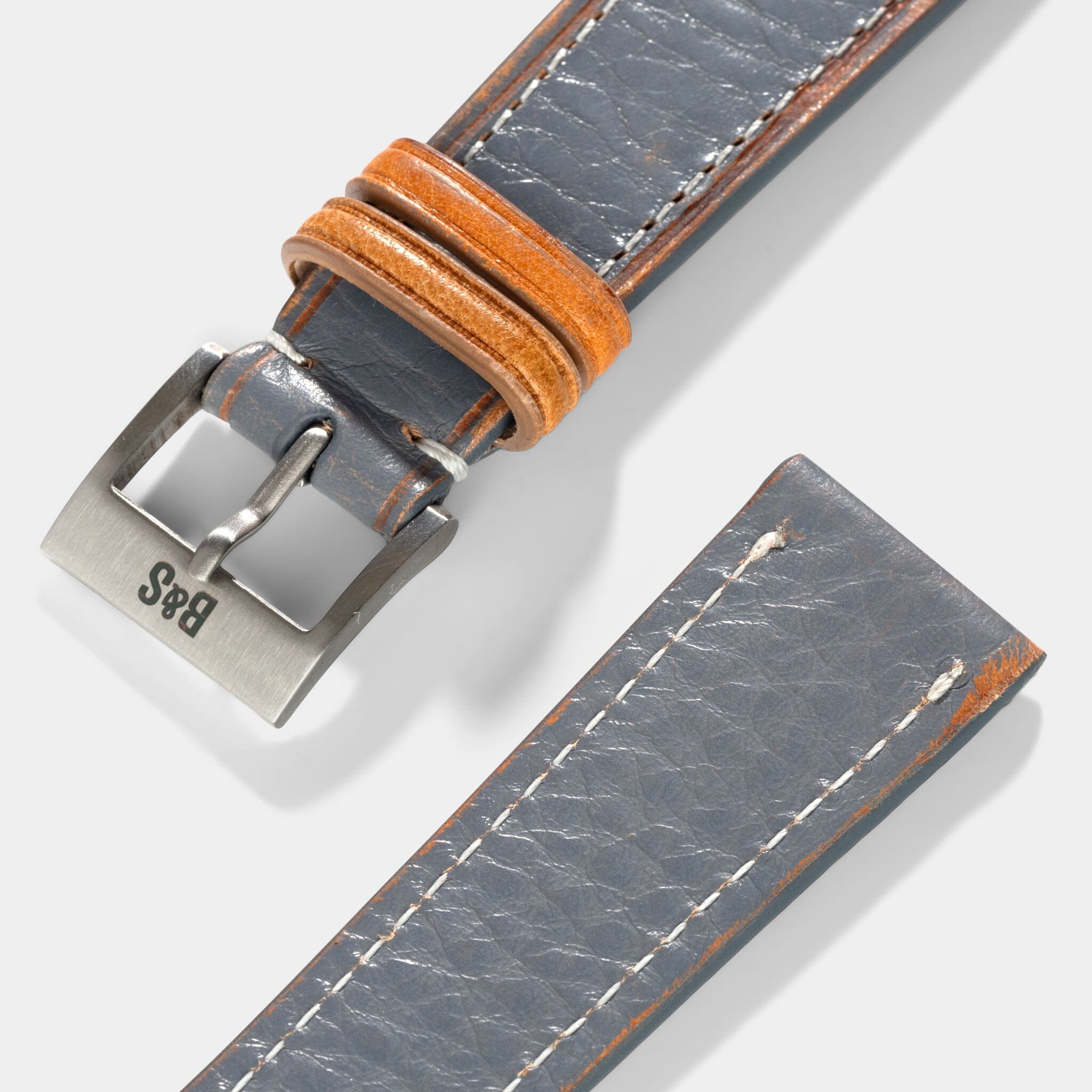 Denim Blue Retro Leather Watch Strap