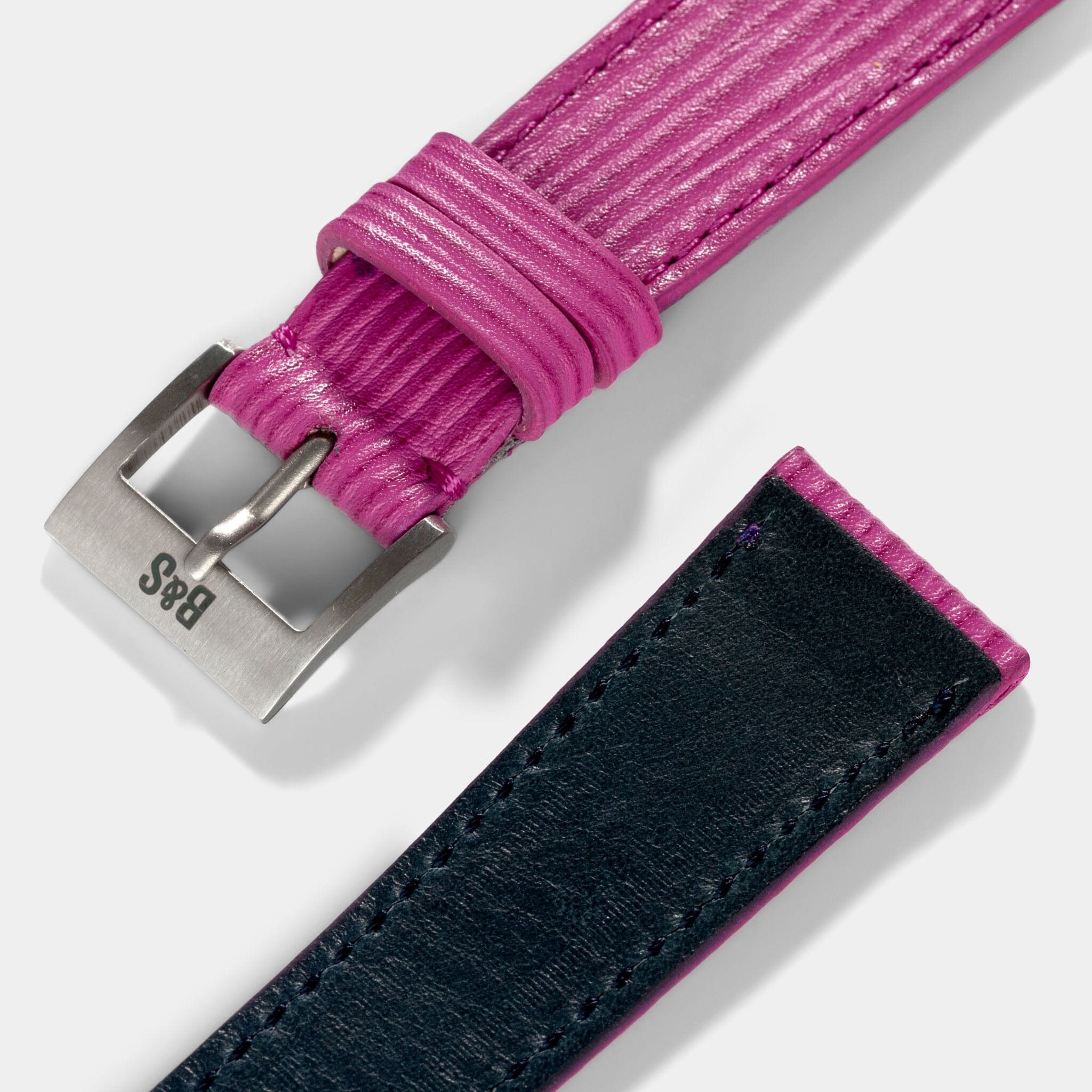 Berry Boarded Leather Watch Strap