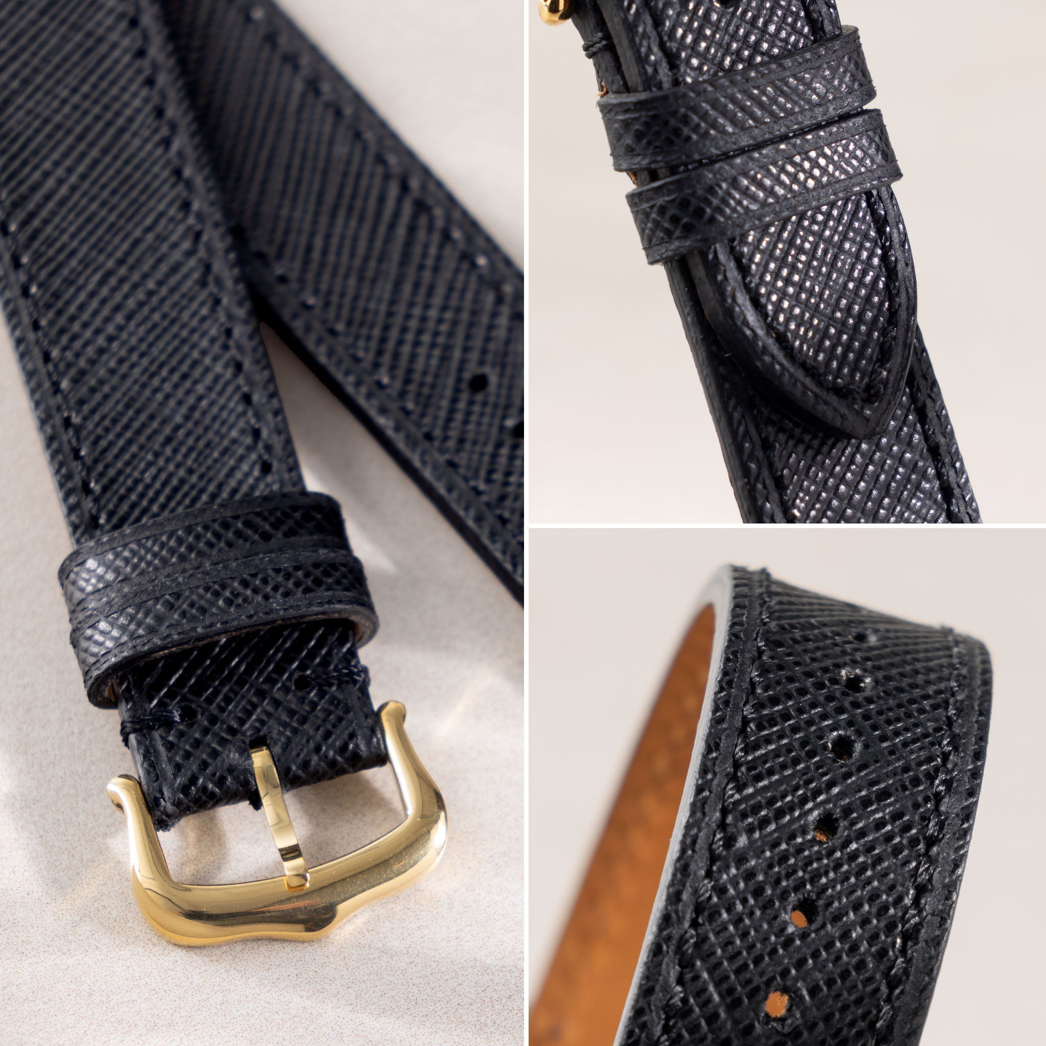 Strap for Cartier 17.5mm - Saffiano Black Leather