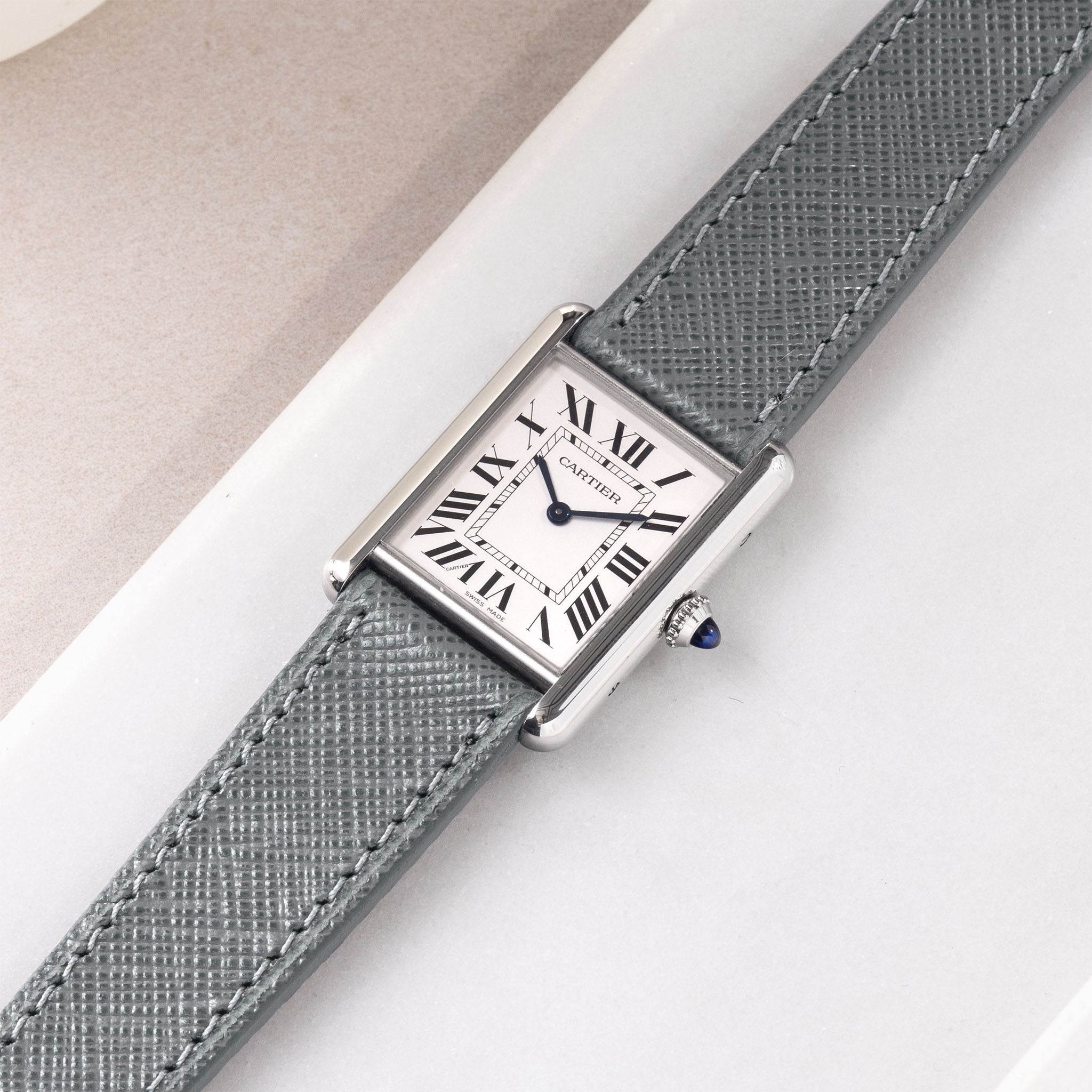 Strap for Cartier Tank Must (2021-2024) - The Saffiano Grey