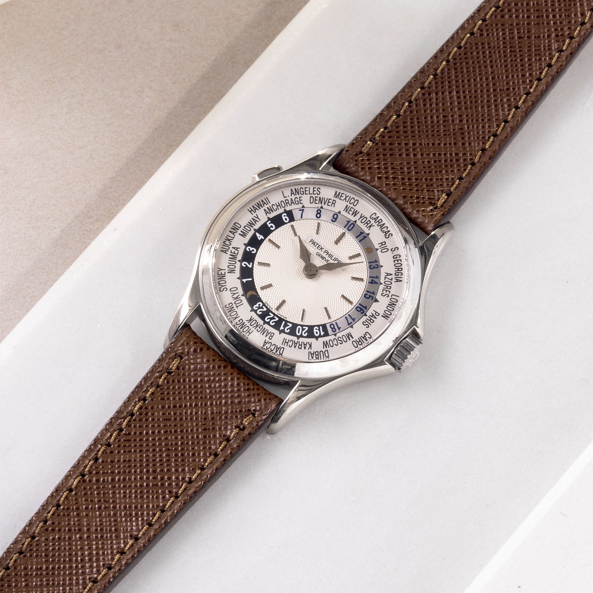 Saffiano Brown Leather Watch Strap