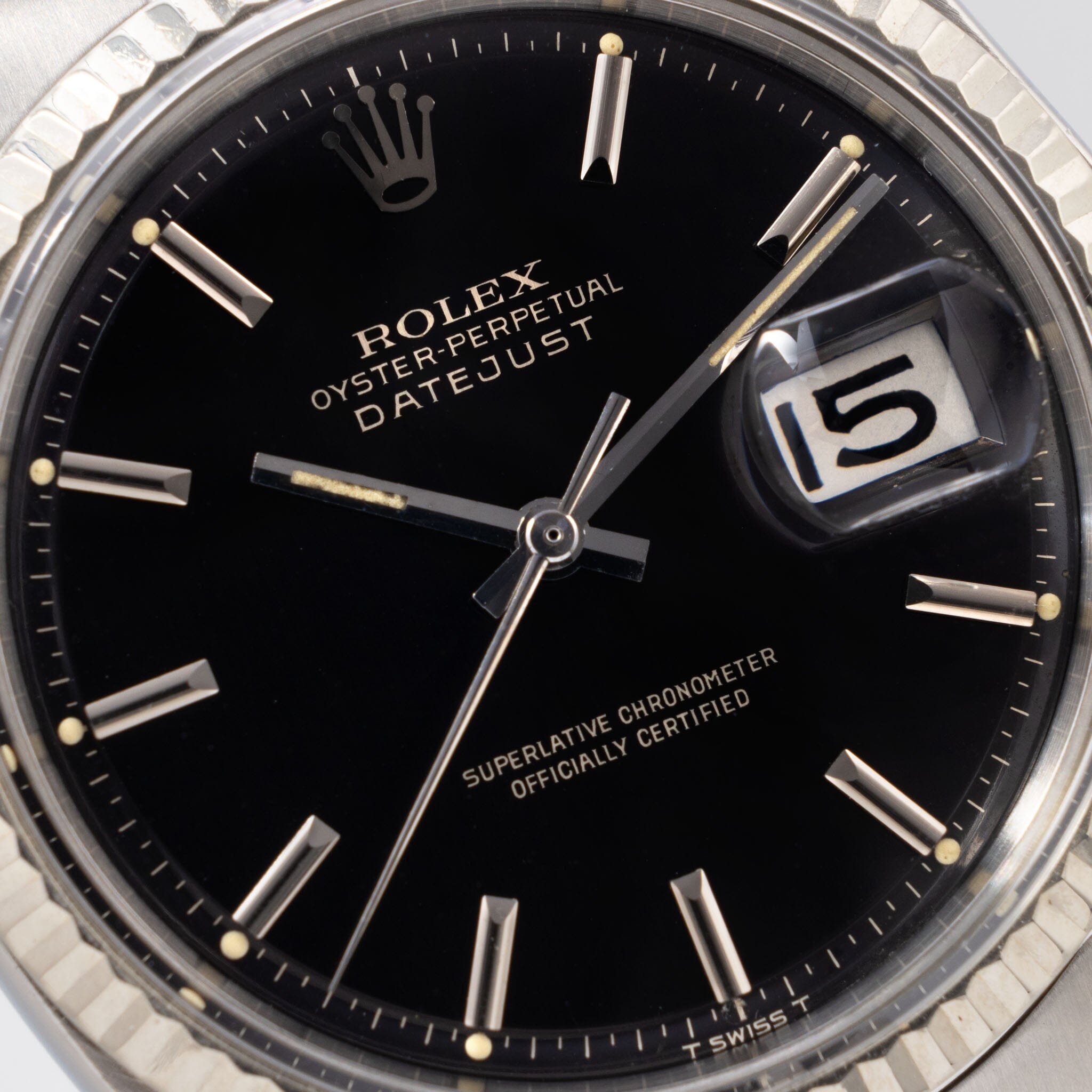 Rolex Datejust Black Gilt Dial with Rolex Service Papers Ref 1601