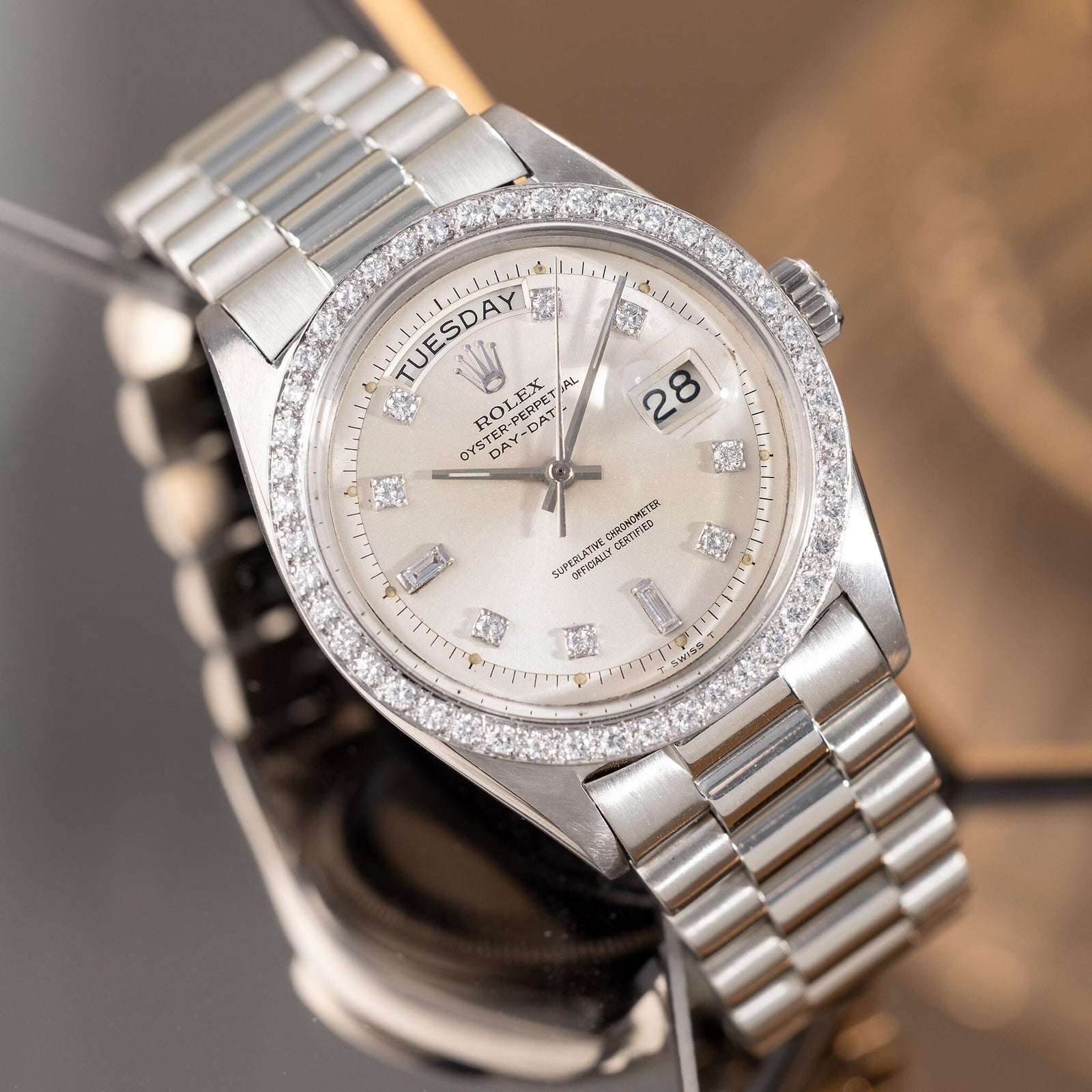 Rolex Day Date White Gold Diamond Set Dial Ref 1803 