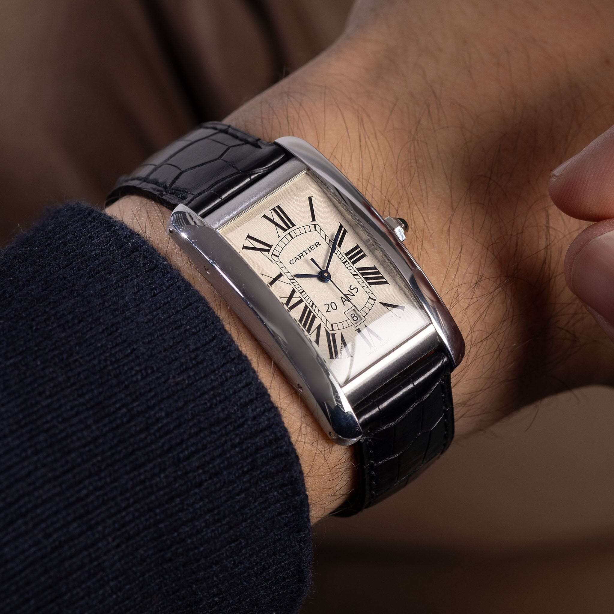 Cartier tank americaine outlet on wrist