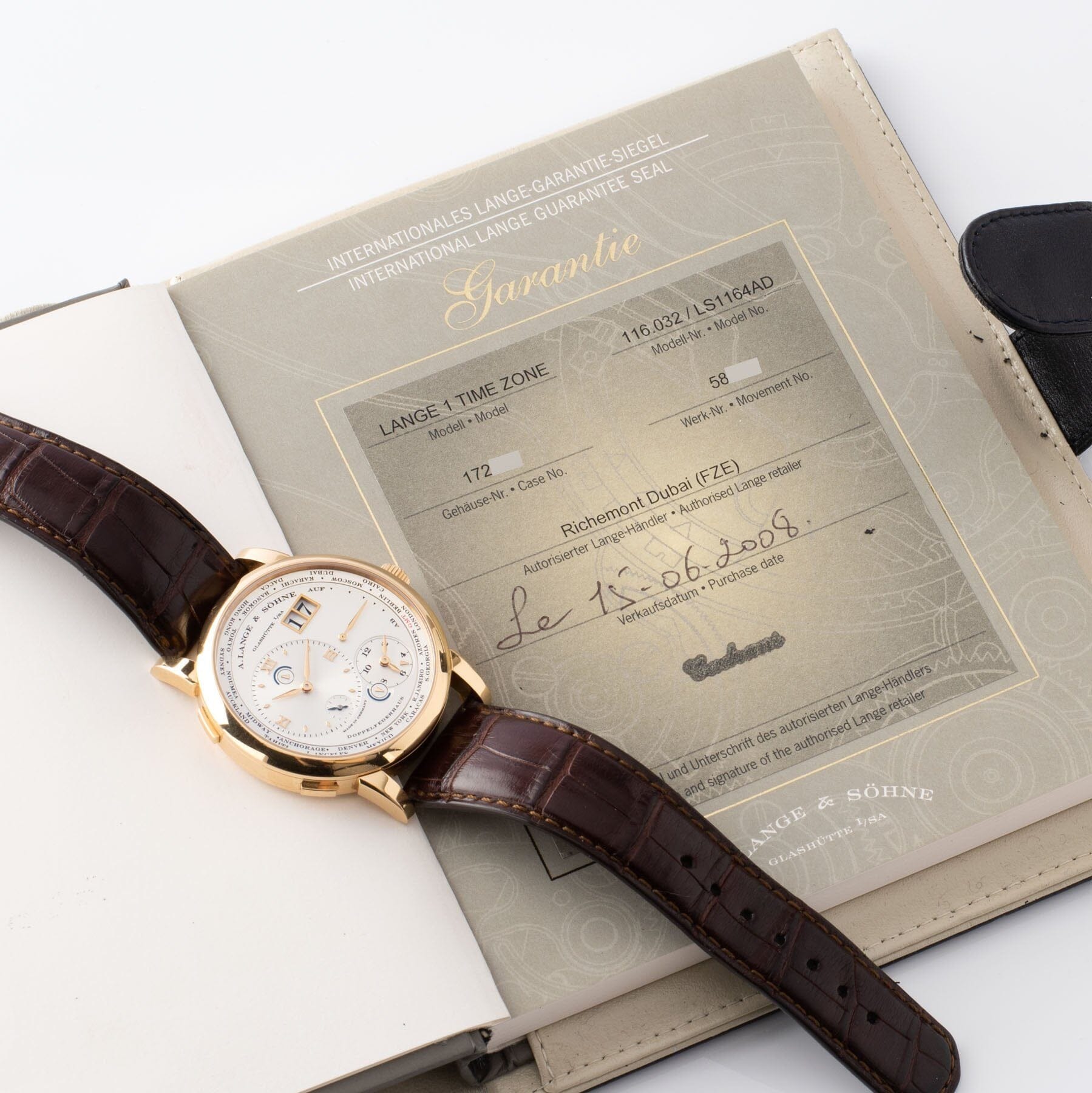 A. Lange & Söhne Lange 1 Time Zone Pink Gold with  Original guarantee book