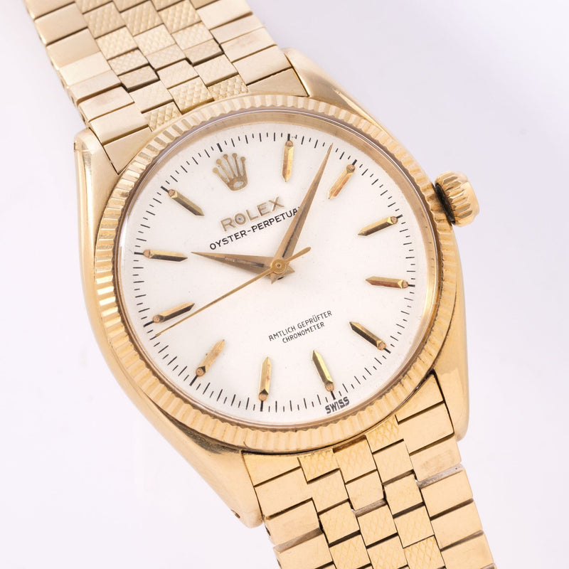 Rolex Oyster Perpetual 18kt Gold German Dial Brick Bracelet ref 6567 ...