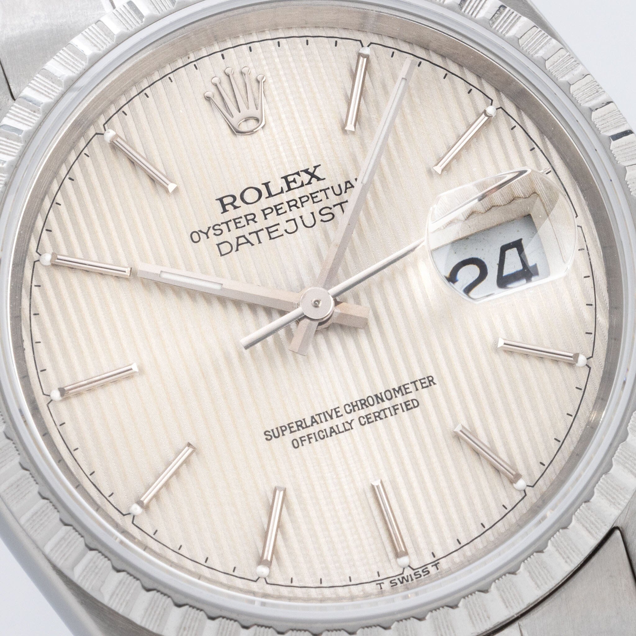 Rolex Datejust Silver Tapestry Dial ref 16220